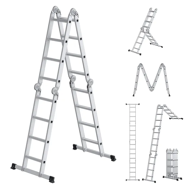 Songmics GLT046E01 scala multifunzione alluminio 4x4 argento