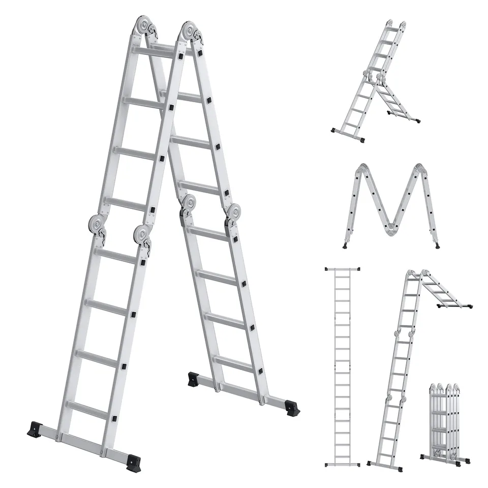 Songmics GLT046E01 scala multifunzione alluminio 4x4 argento