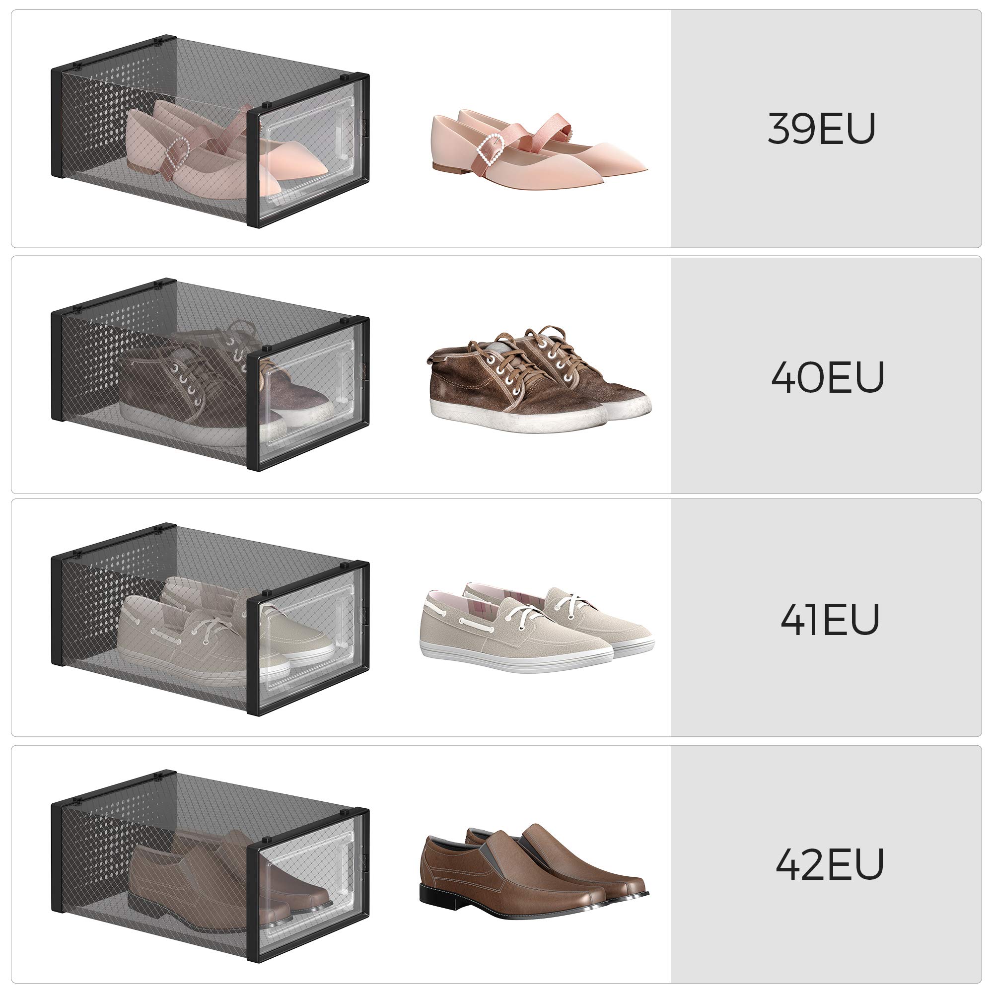 Songmics LSP006T18 Scatole per Scarpe 18 Pezzi fino a 42