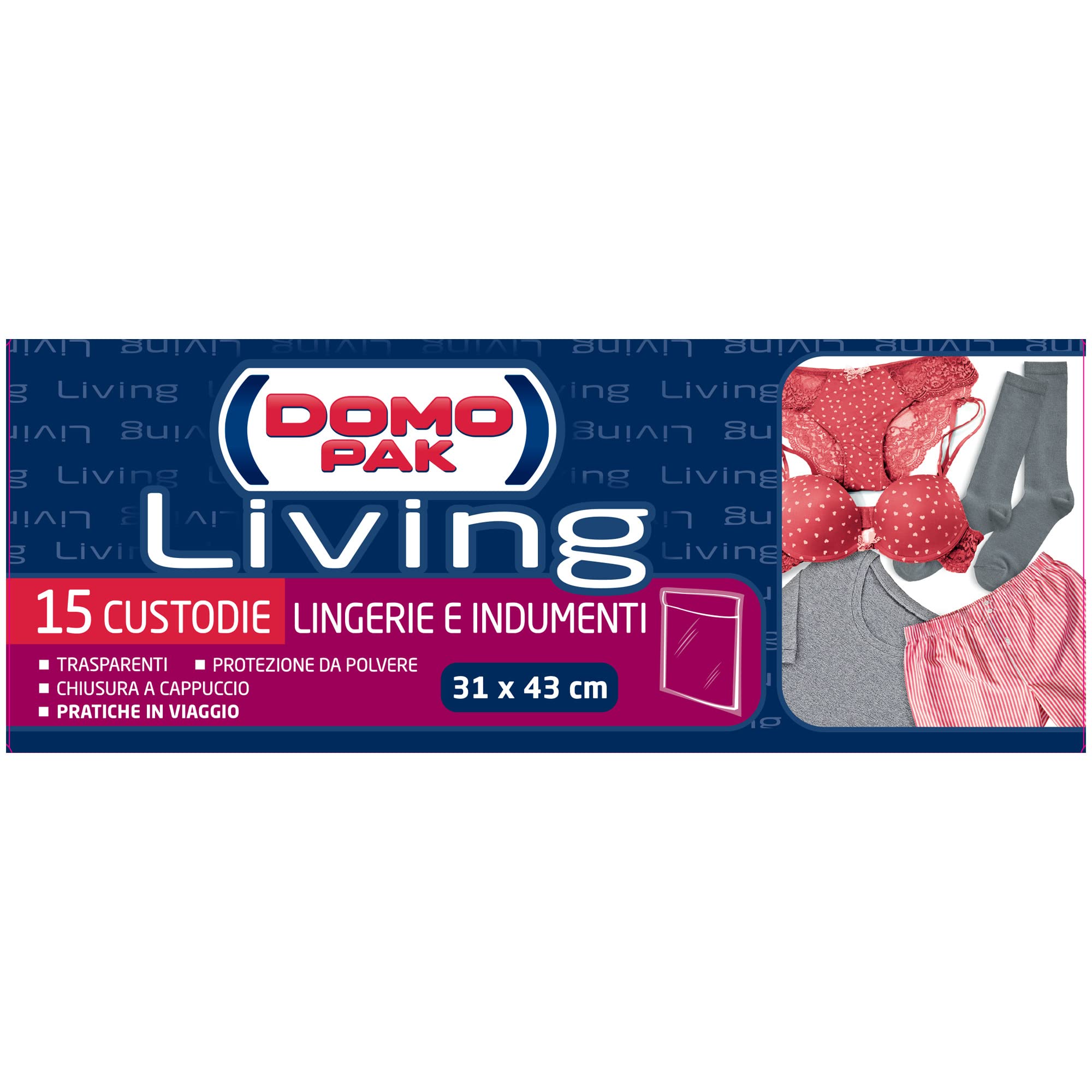 Domopak Living sacchetti antipolvere 31x43 cm 15 pezzi trasparente