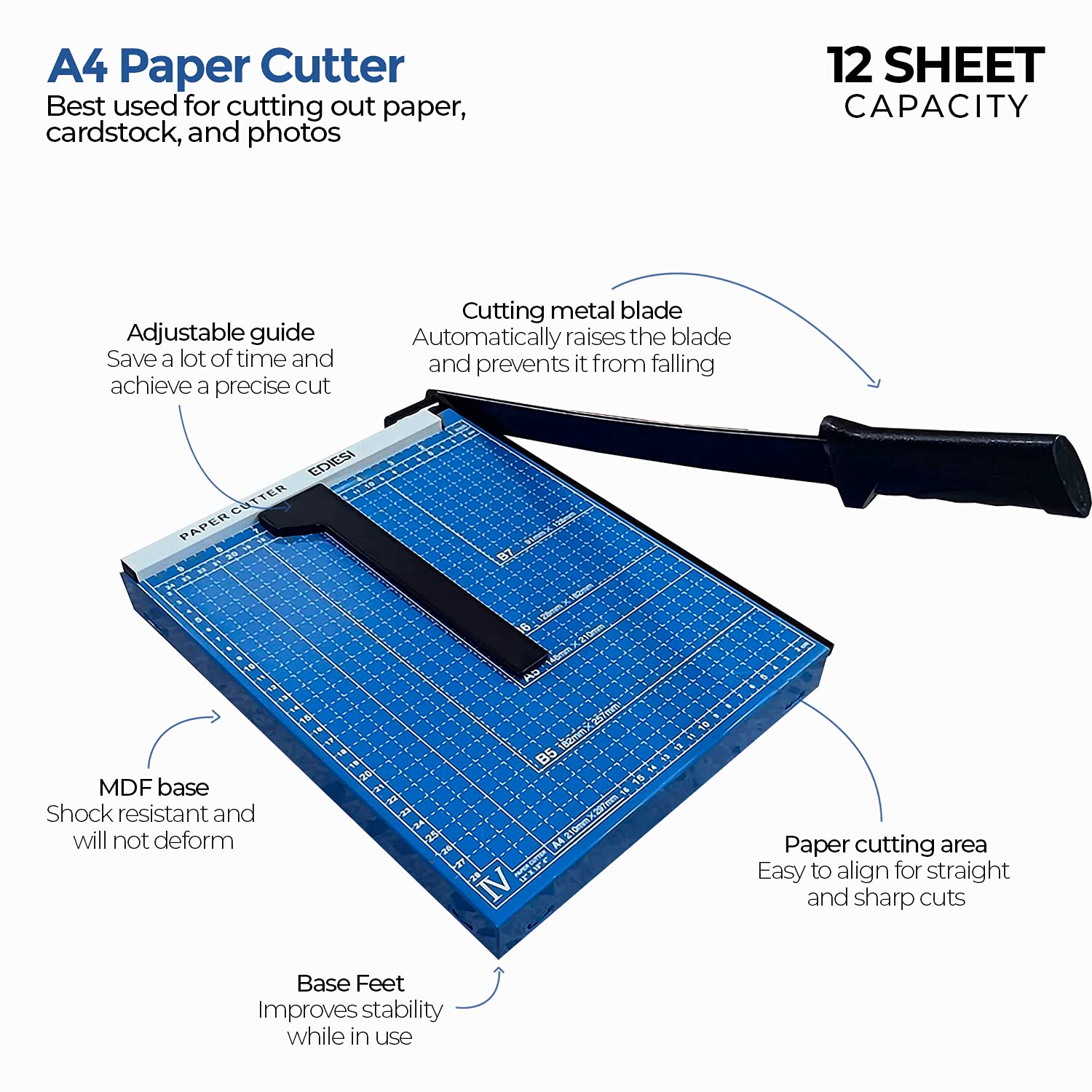 Ediesi Taglierina Carta A4 Professionale Blu 12 Fogli