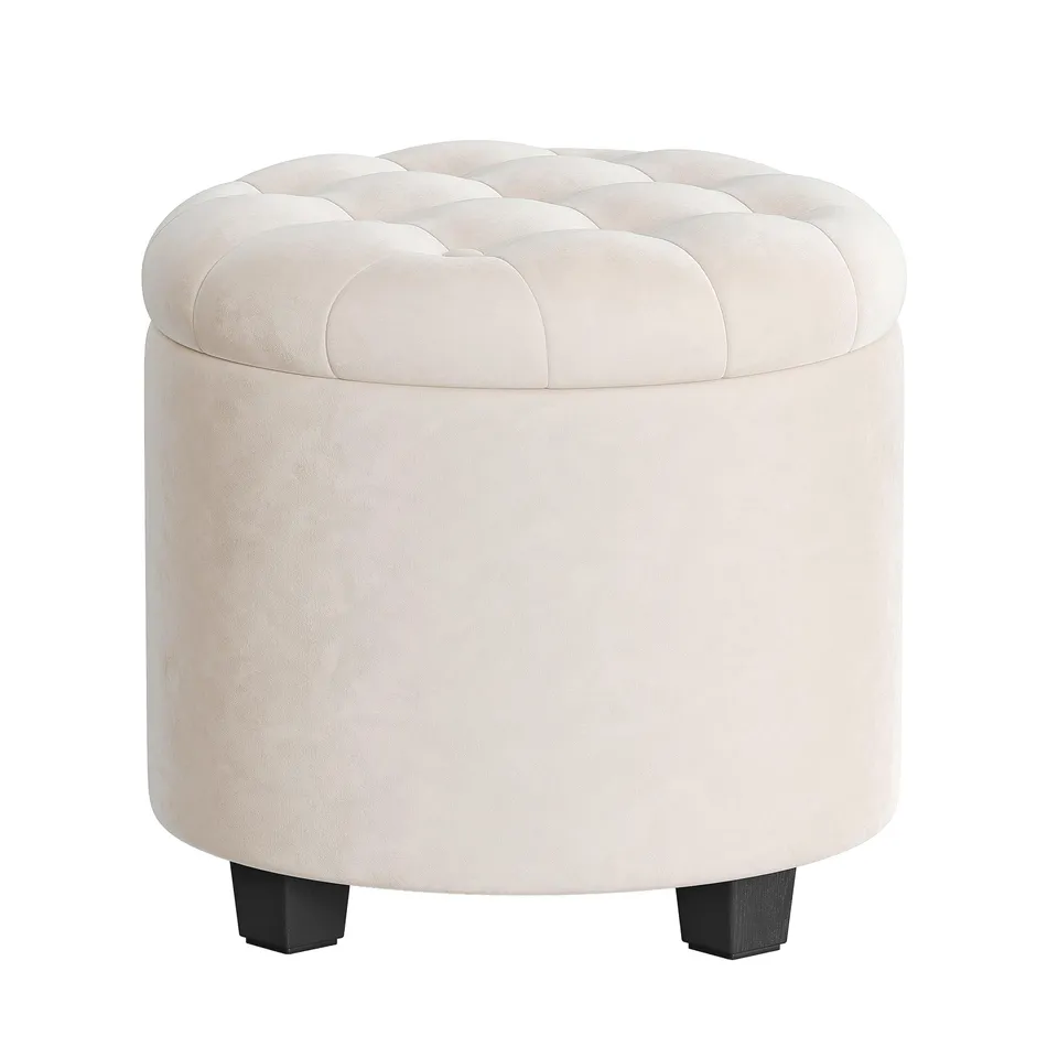 Songmics LOM012W01 pouf contenitore bianco crema 45 cm velluto
