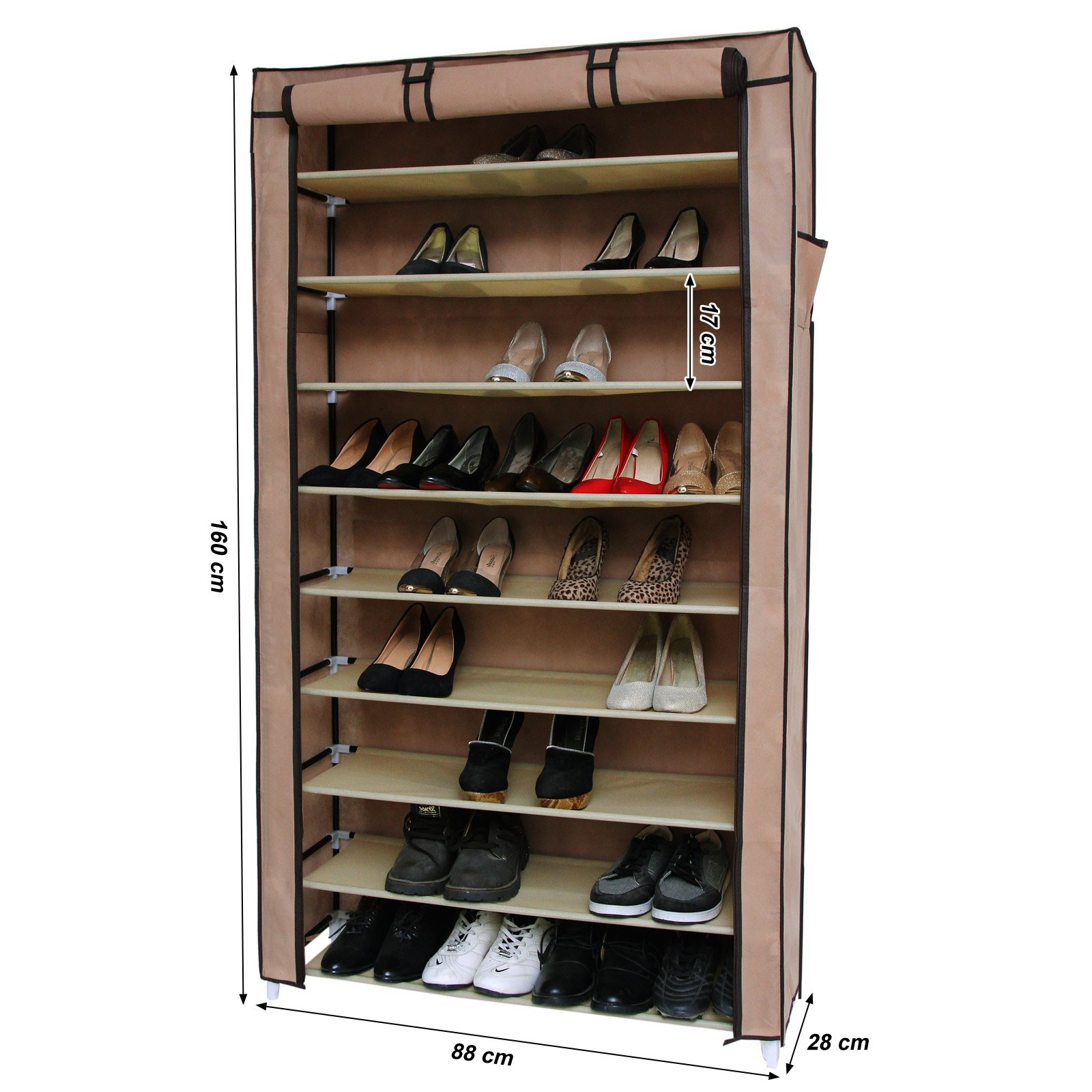 Songmics RXJ36K Scarpiera 10 livelli 40 paia caffè 88x160