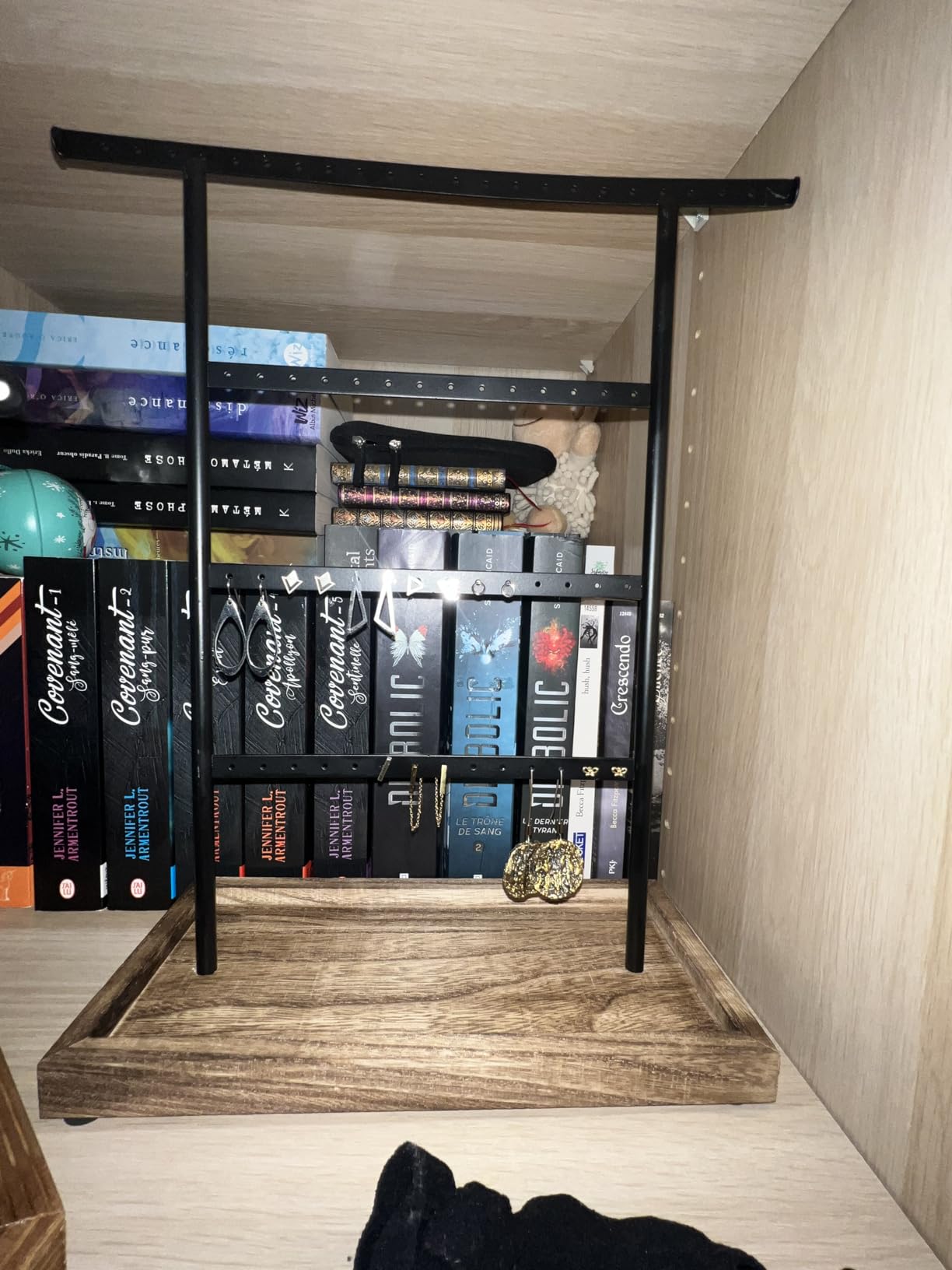 Songmics JJS019B01 porta orecchini legno nero 32 paia
