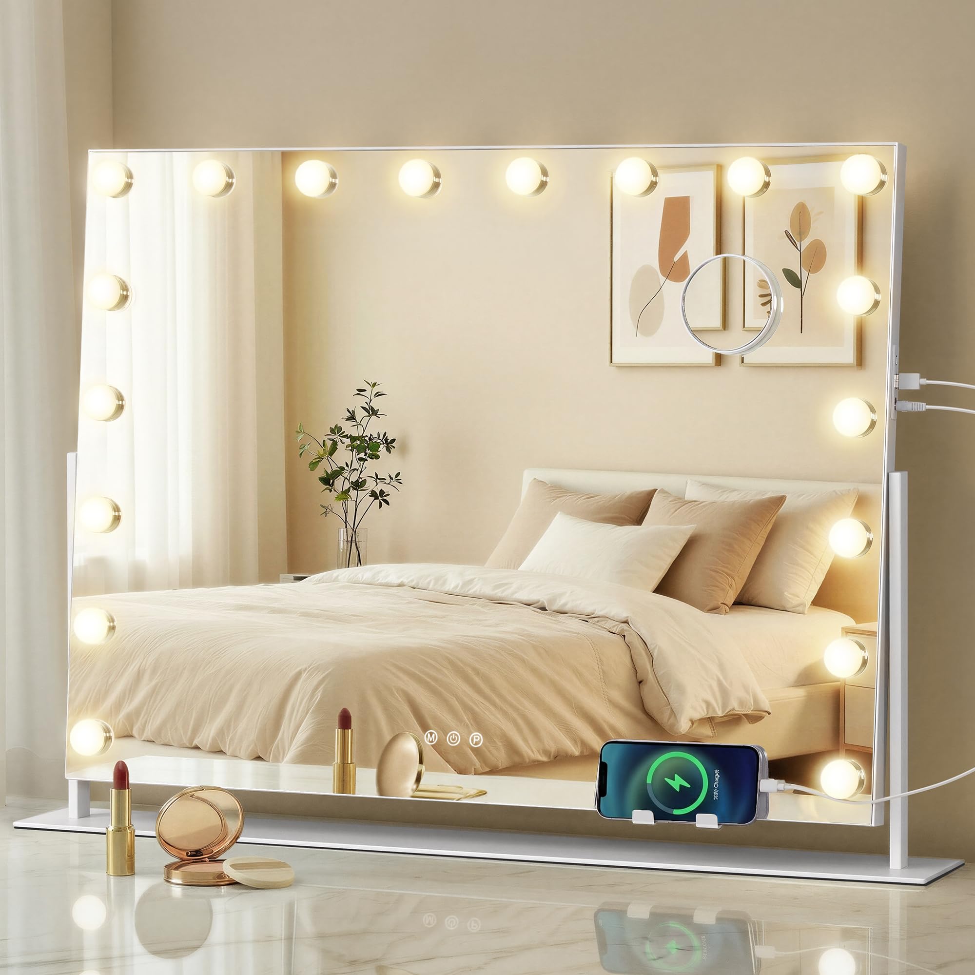 Songmics LWM001W02 specchio trucco con luci 43x58 cm bianco