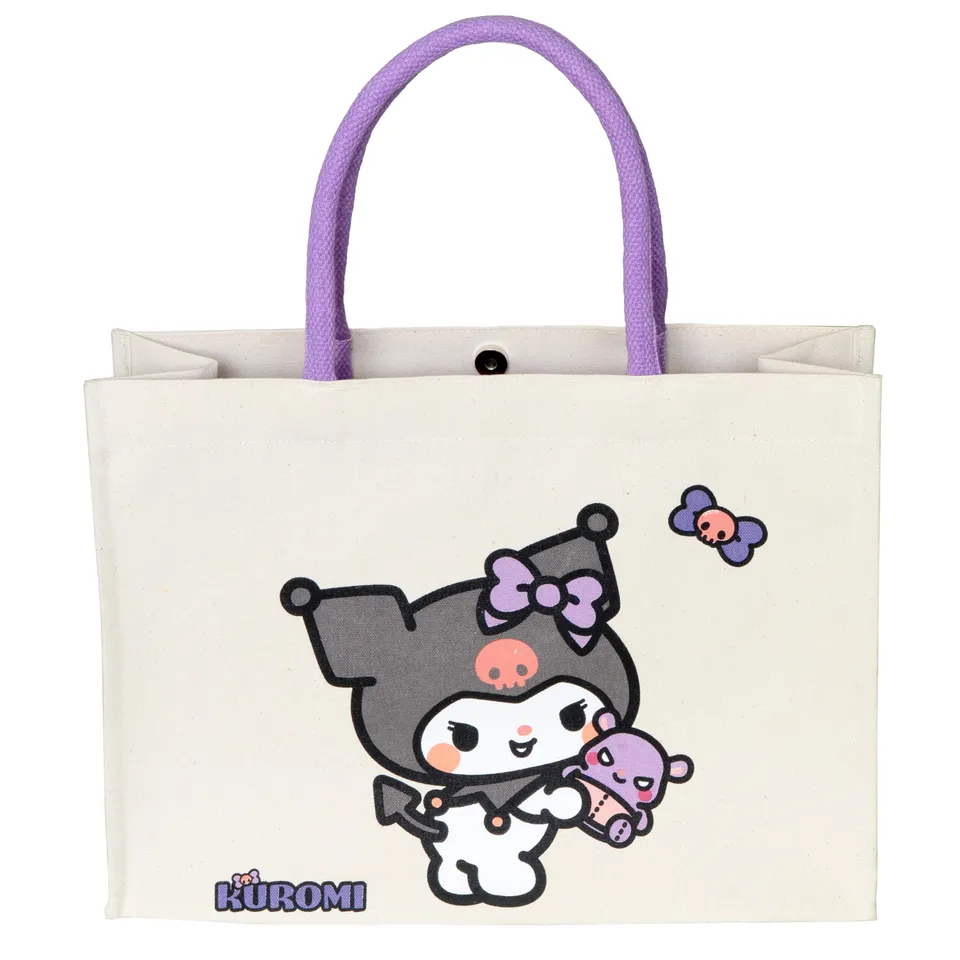 Kanguru Kuromi Shopper Donna Cotone Nero con Tasca