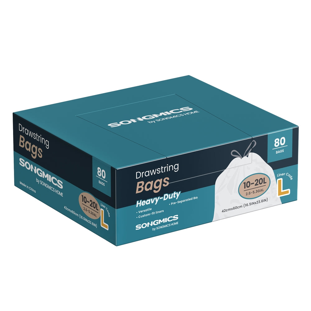 Songmics L sacchi spazzatura neri 20 litri 80 pezzi con laccetti