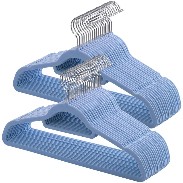 Songmics CRF50IN set 50 grucce velluto azzurro salvaspazio