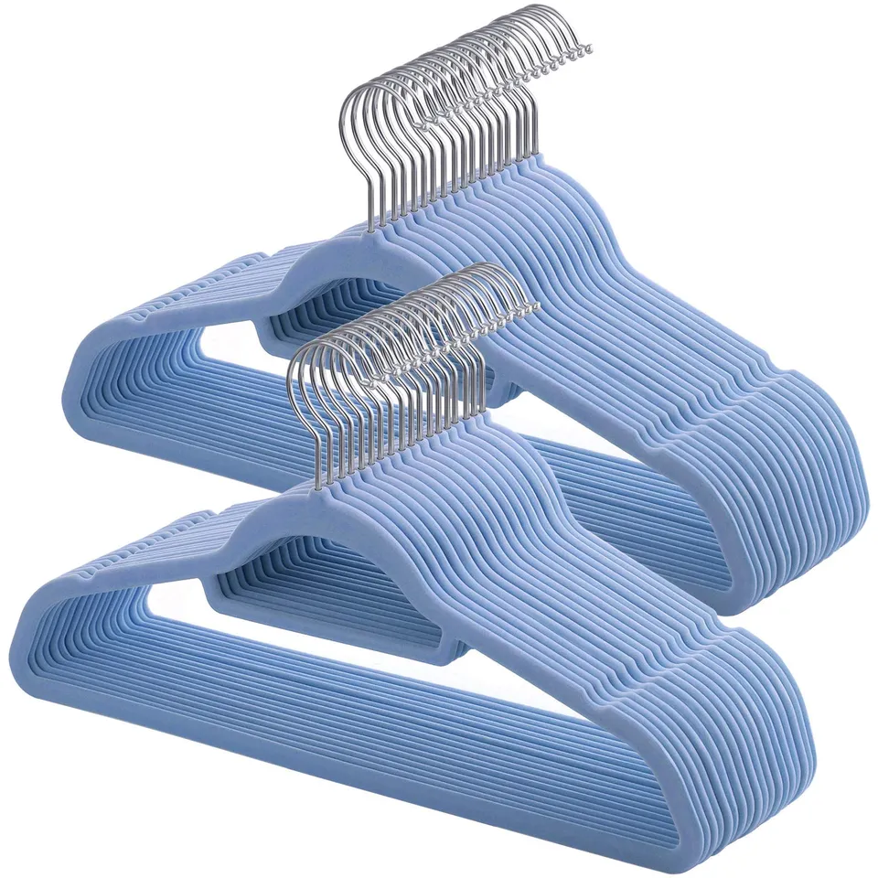 Songmics CRF50IN set 50 grucce velluto azzurro salvaspazio