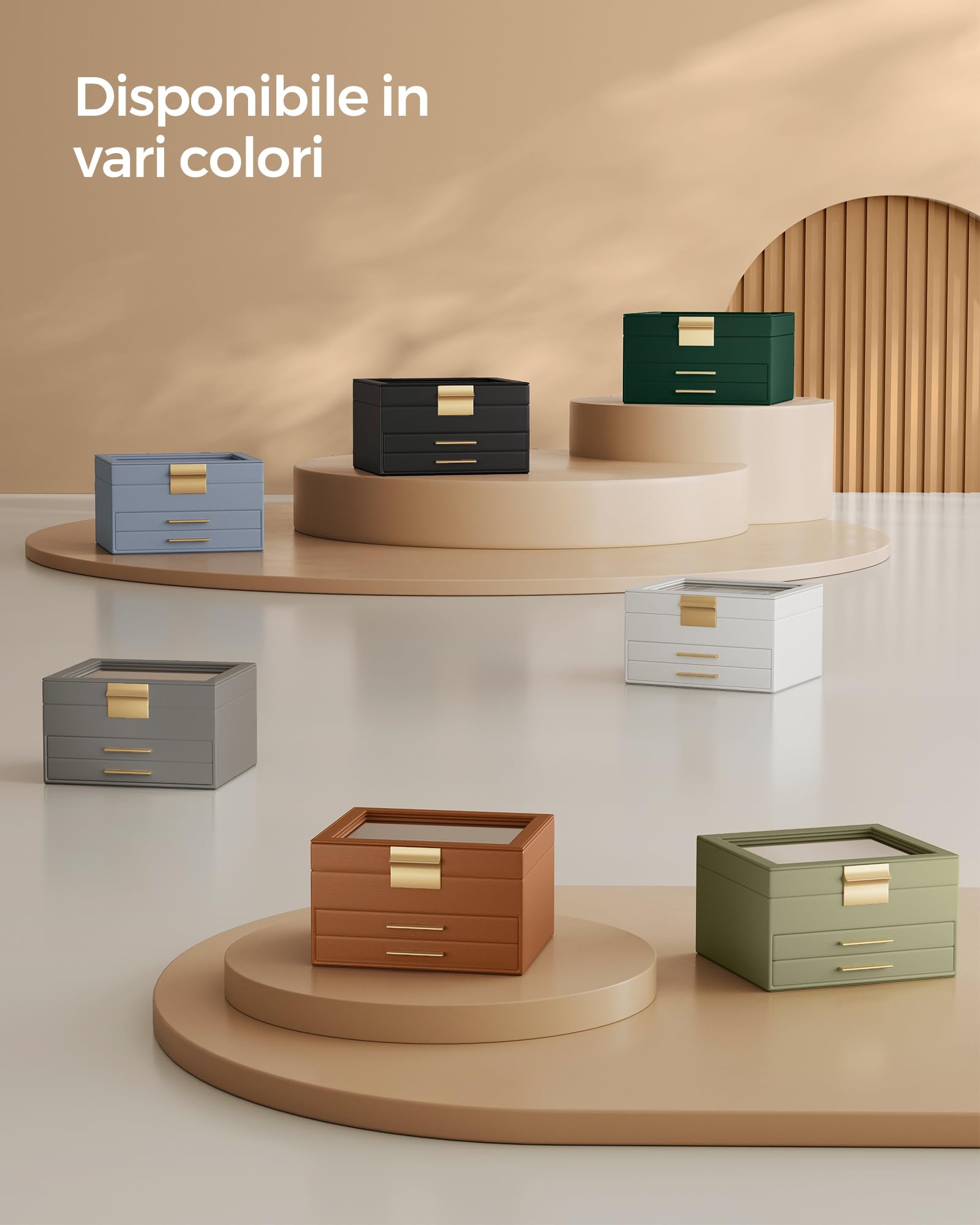 Songmics Gisella JBC239K01 portagioie vetro marrone 3 livelli