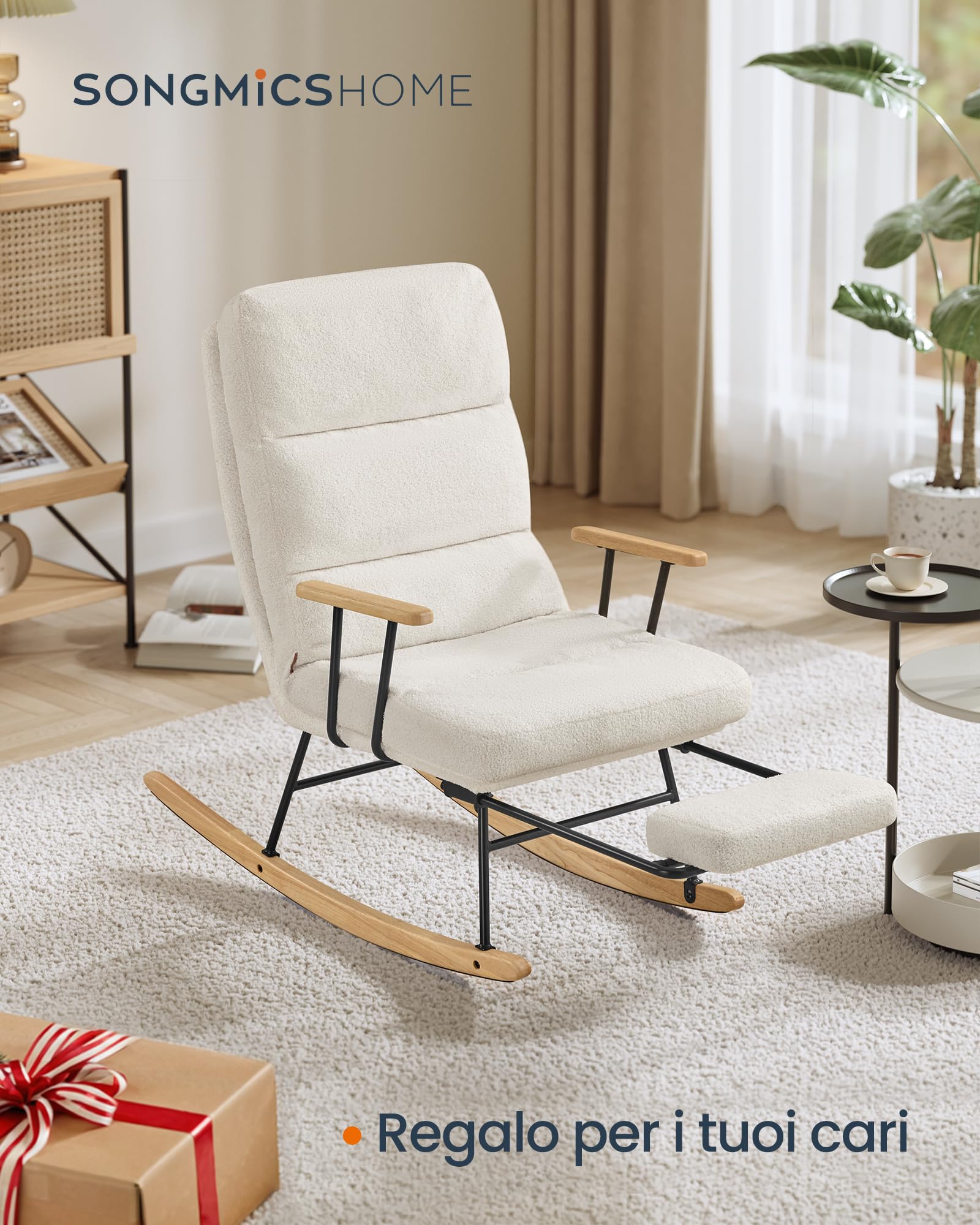 Songmics Home LYY016W01 Poltrona Dondolo Crema Reclinabile
