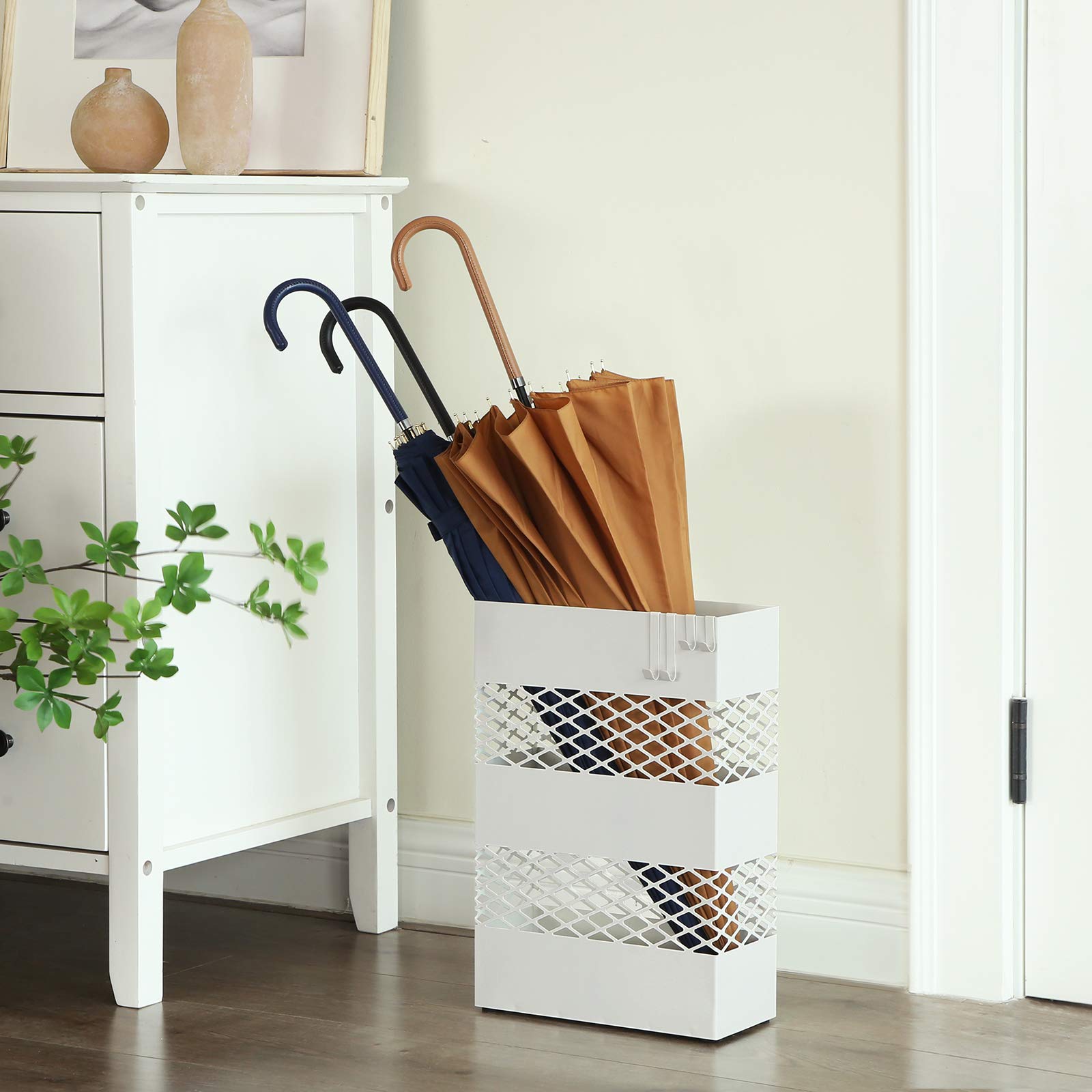 Songmics portaombrelli metallo bianco 28x12x41 cm 10 ombrelli