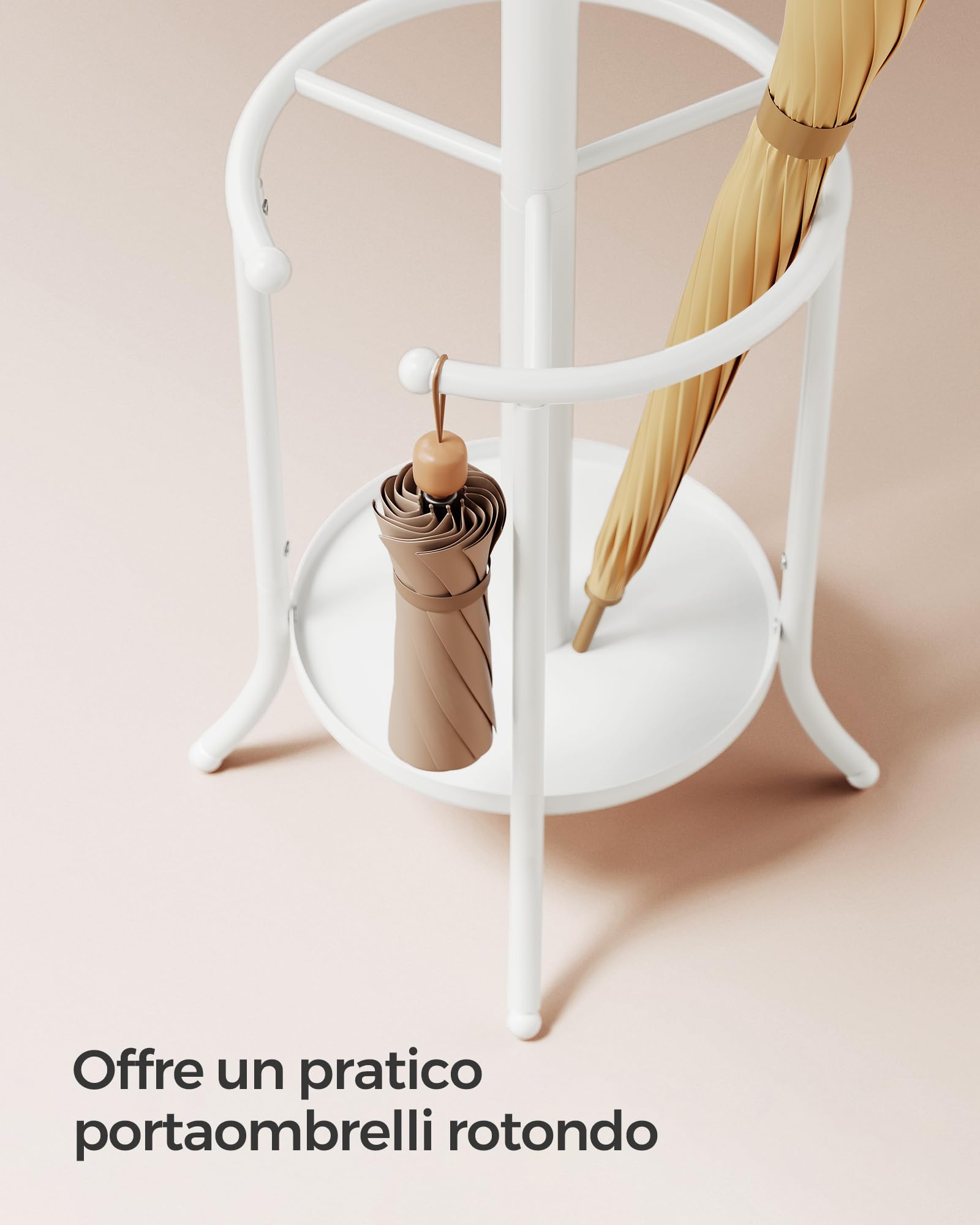 Songmics RCR011W01 Appendiabiti da Terra Bianco Perla 12 Ganci 175 cm
