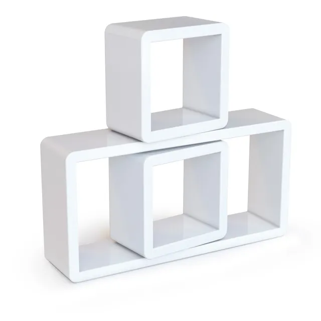 Songmics LWS102 Mensole a Cubo Set 3 Pezzi Bianche