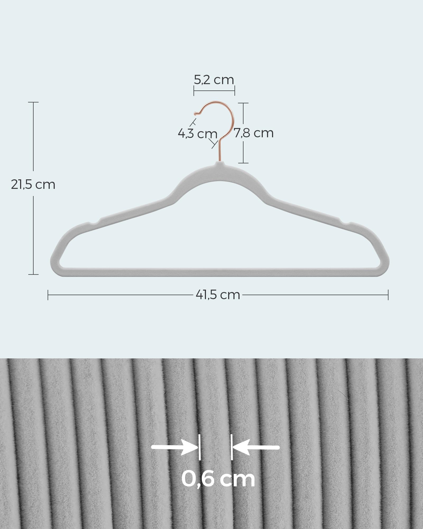 Songmics CRF026G50 grucce velluto 41,5 cm 50 pezzi