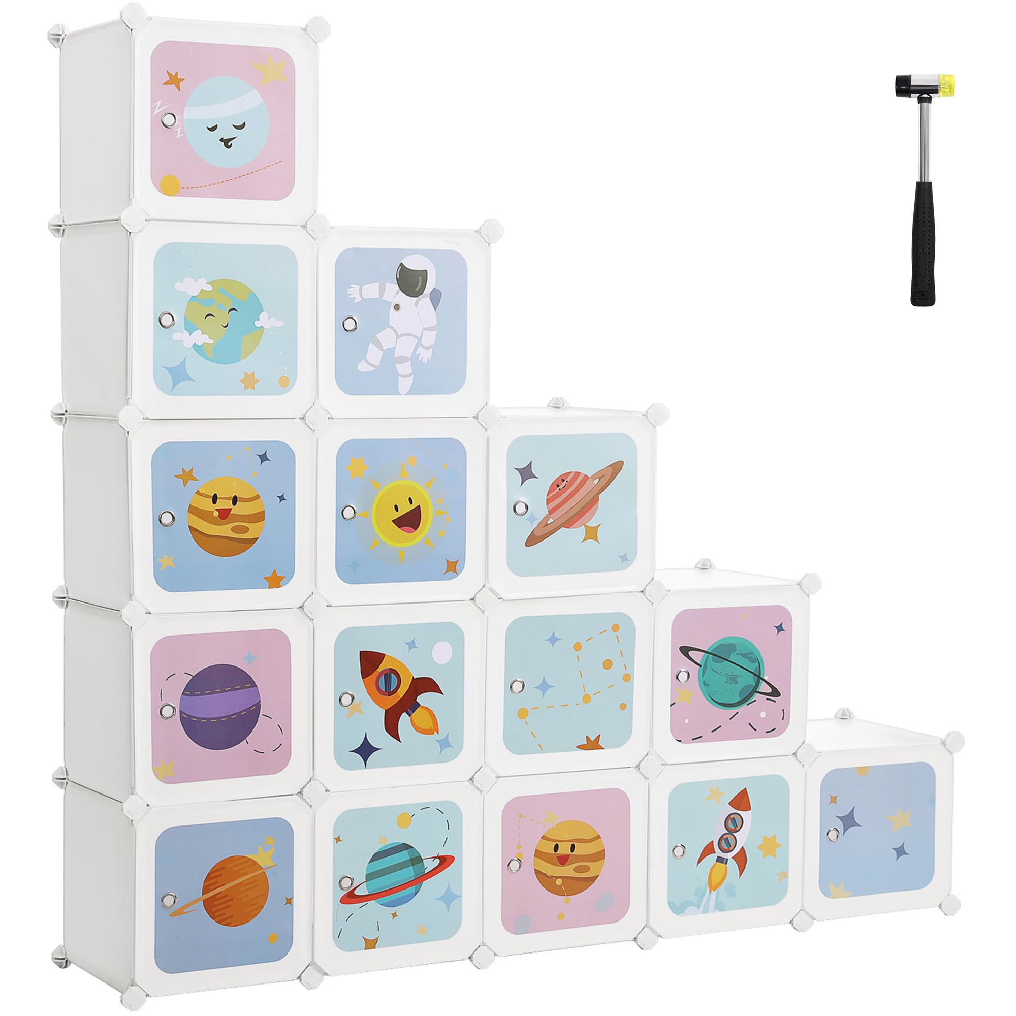Songmics LPC902W Scaffale 15 Cubi 153cm Bianco Bambini