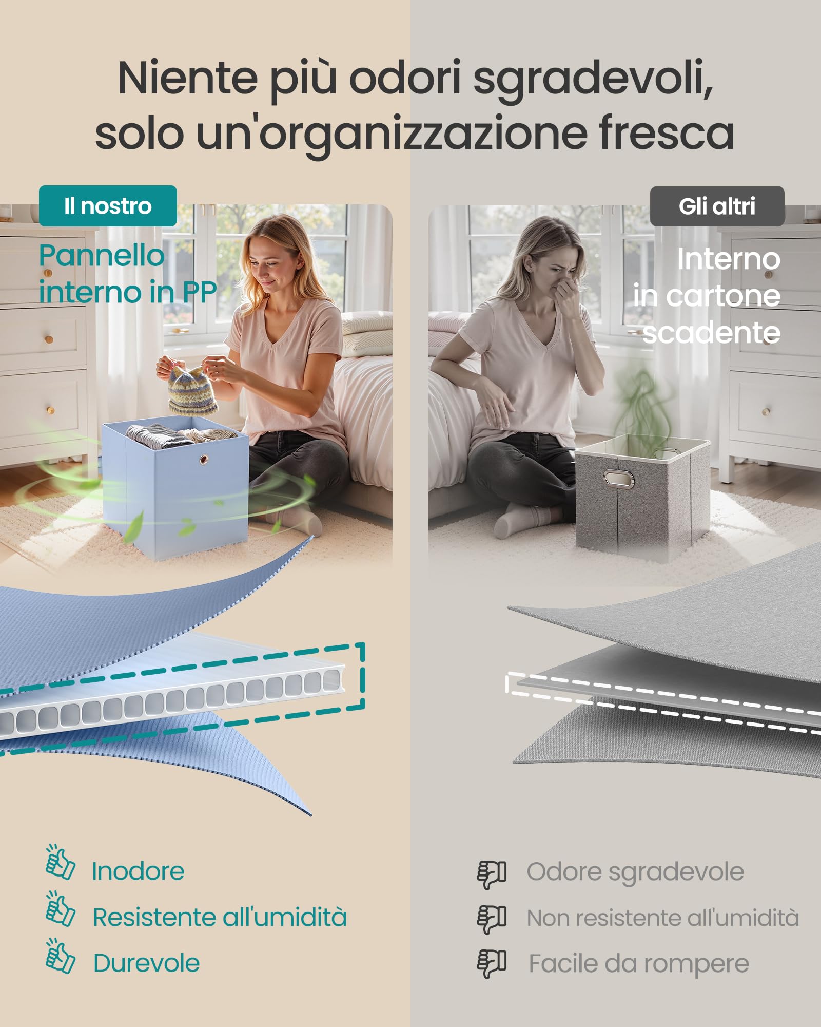 Songmics RFB233XA09 Scatole Tessuto 6 Pezzi 33 cm Colorate