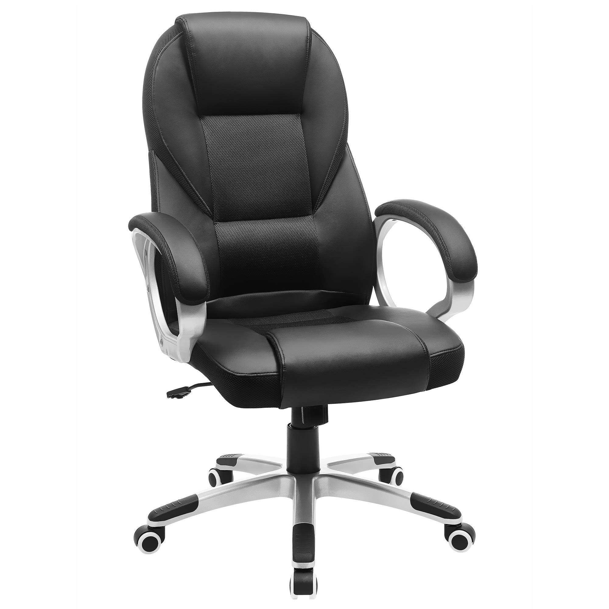 Songmics sedia ufficio girevole nero similpelle 150 kg