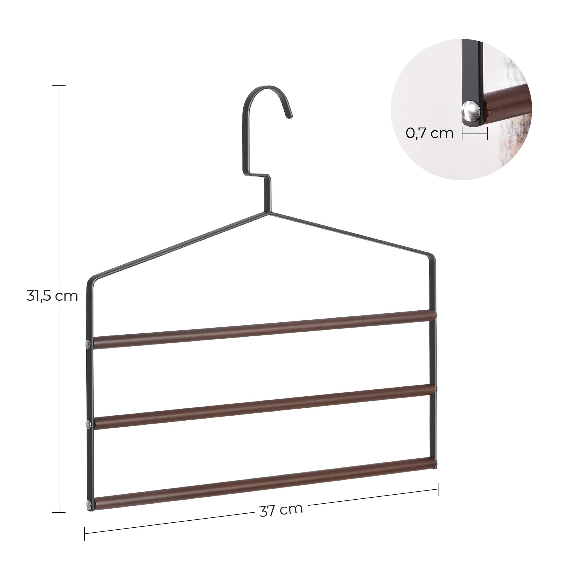 Songmics CRI049B01 Grucce Pantaloni Multiple Set 3 Legno Nero