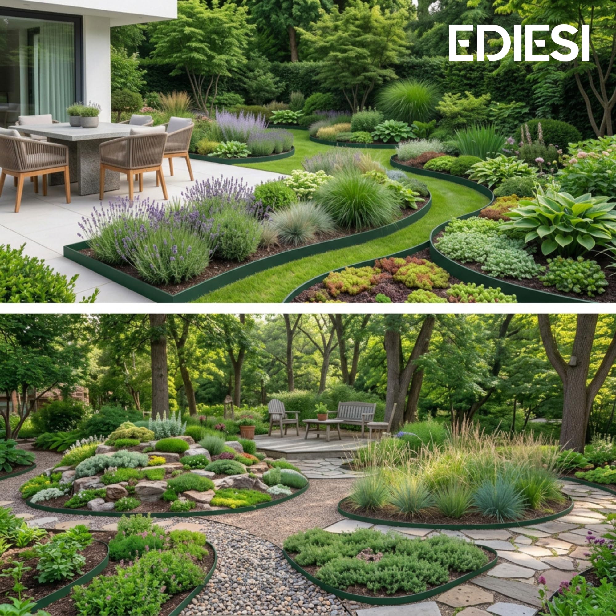 Ediesi bordura giardino 10 metri verde flessibile con picchetti