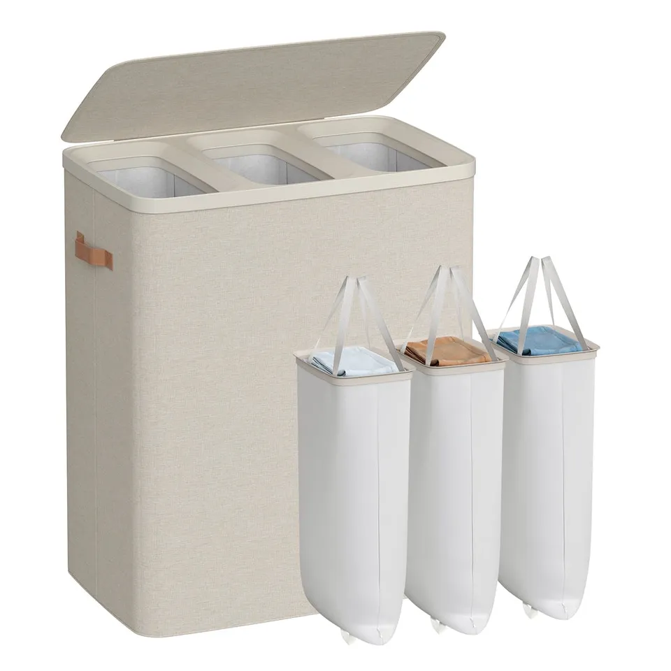 Songmics cesto biancheria con coperchio 170 l 2 scomparti