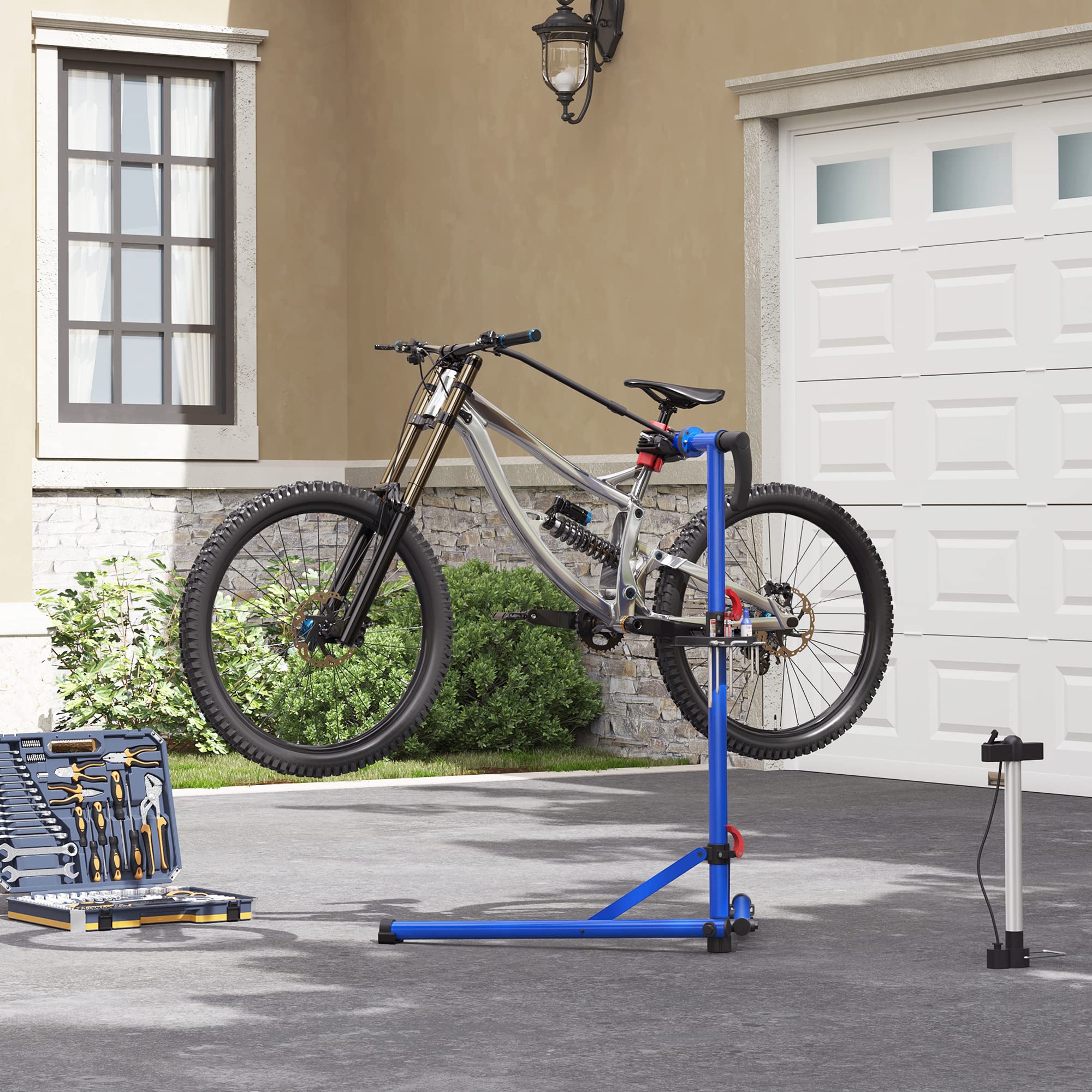 Songmics SBR007Q01 cavalletto bici blu con morsetto girevole