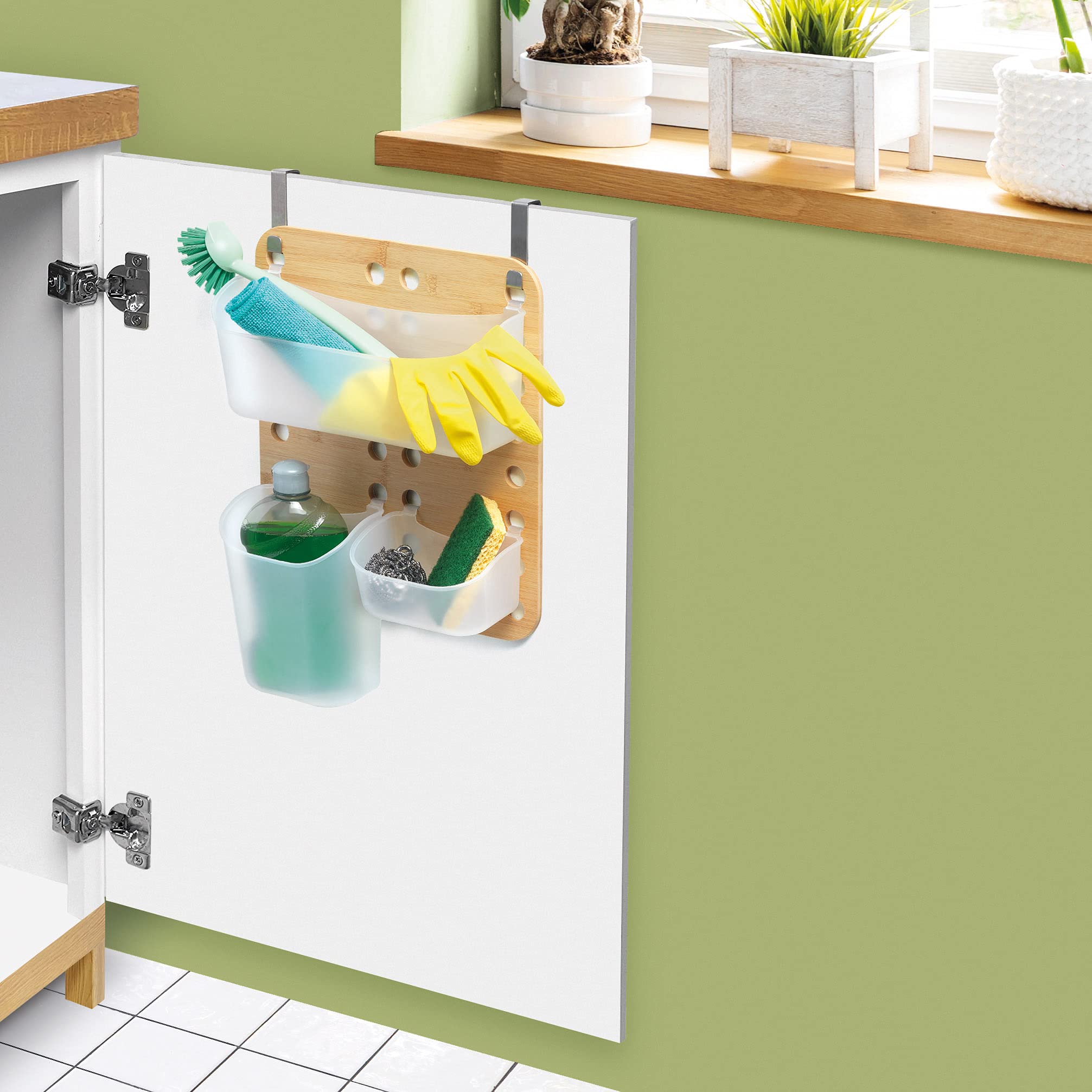 DOMO PAK LIVING Organizzatore Doccia Large Bamboo 3 Contenitori