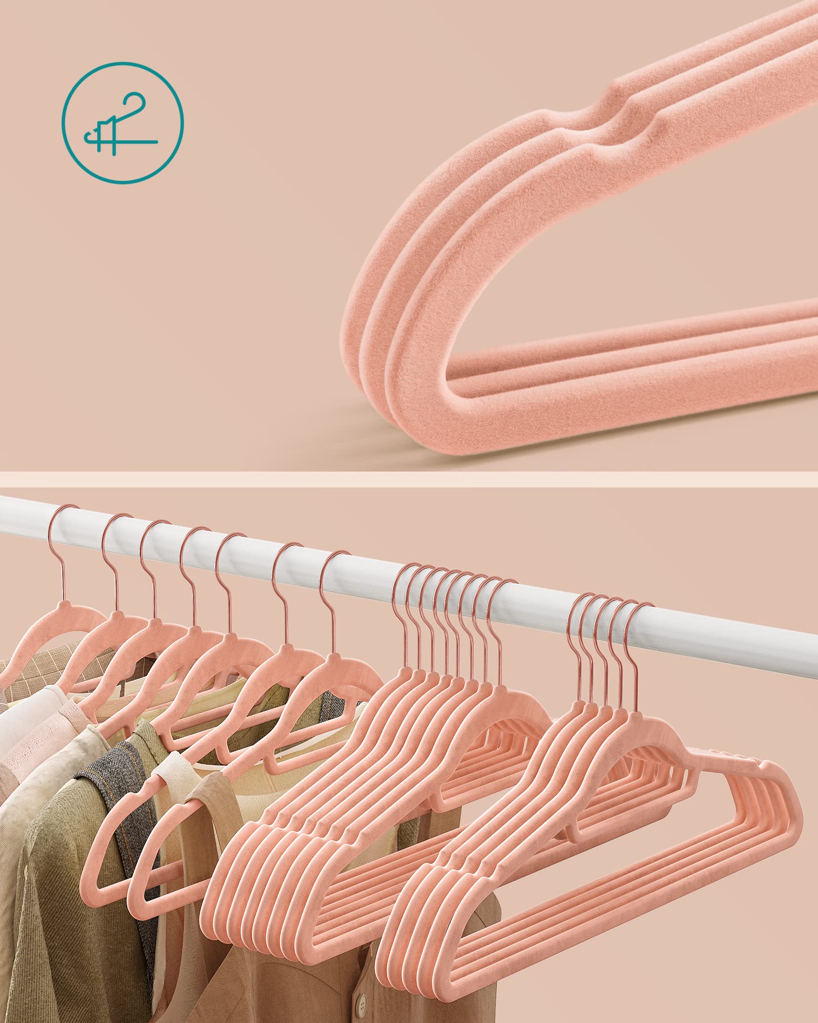 SONGMICS Grucce Velluto con Pinze 60 Pezzi Rosa