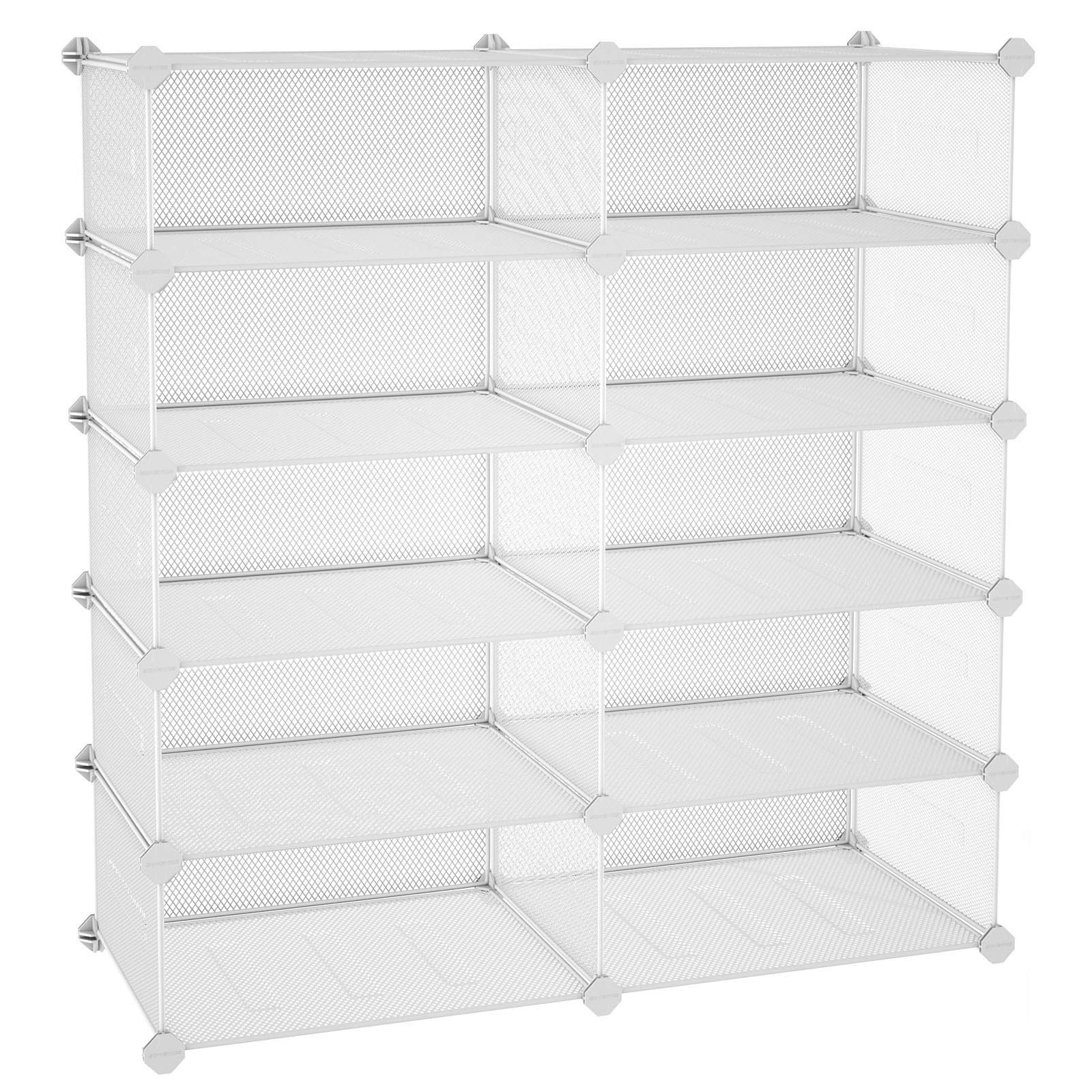 Songmics LPL25W scarpiera scaffale 10 cubi bianca 89x90 cm