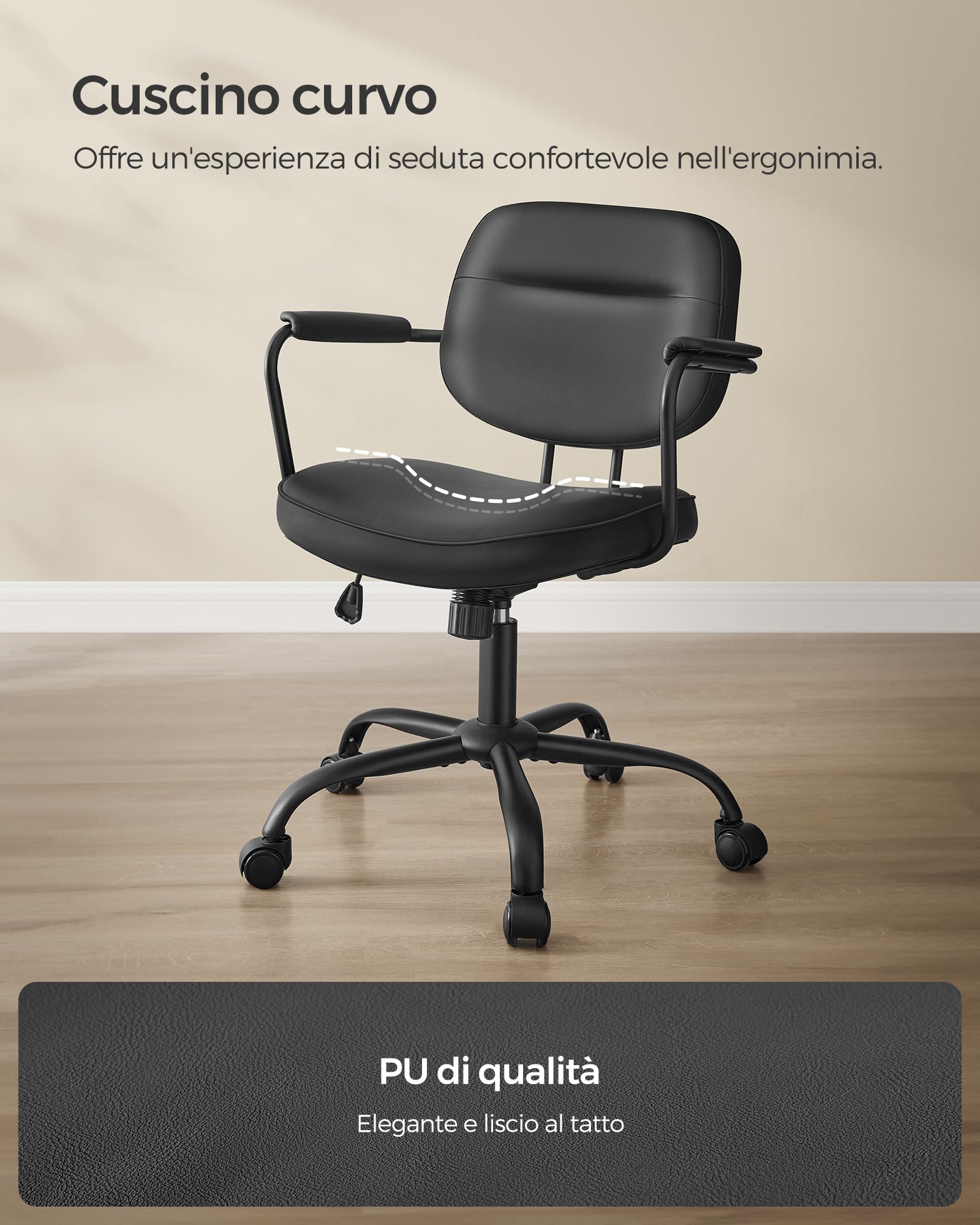Songmics OBG033B01 sedia da ufficio nera ergonomica