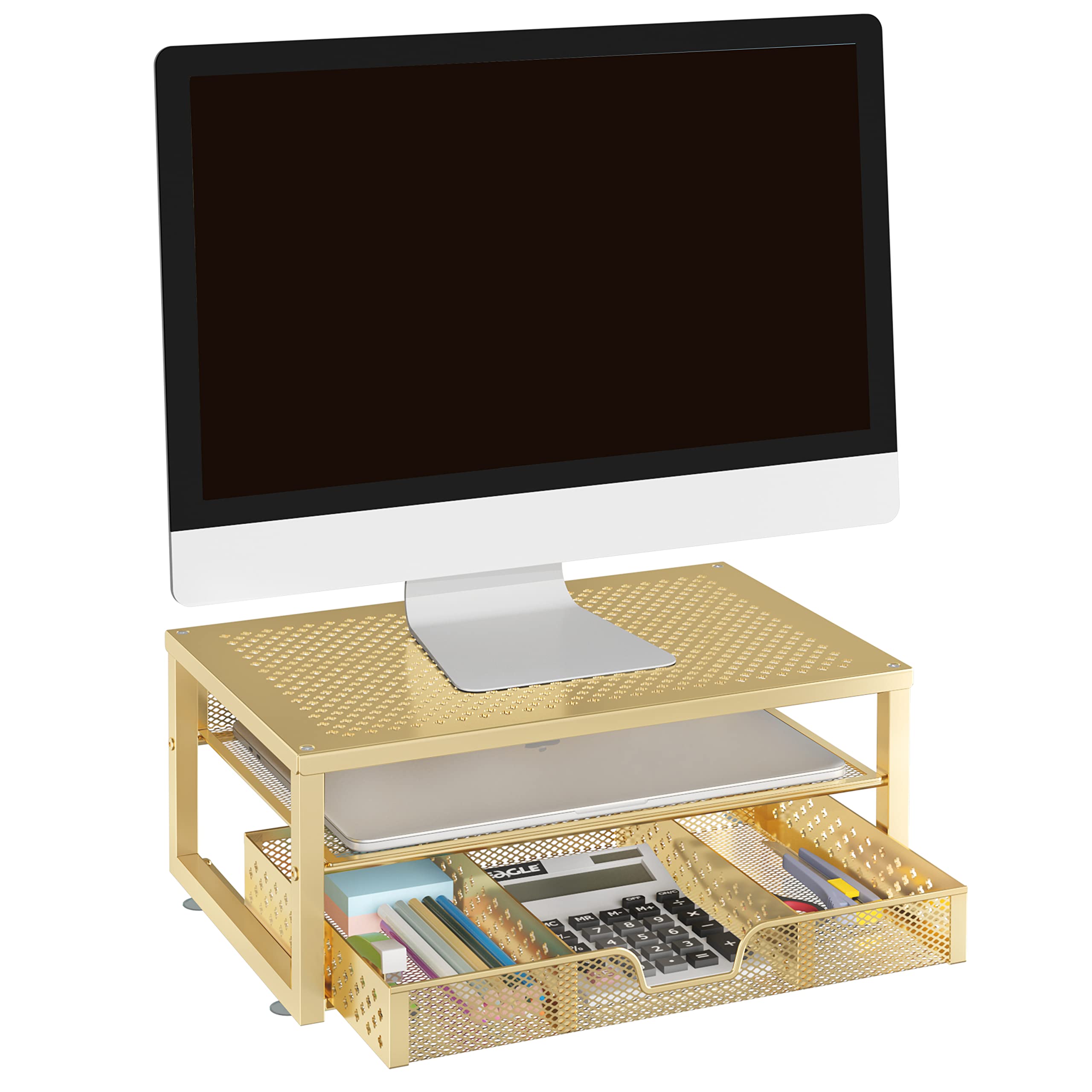 Simple Trending supporto monitor metallo nero con cassetto