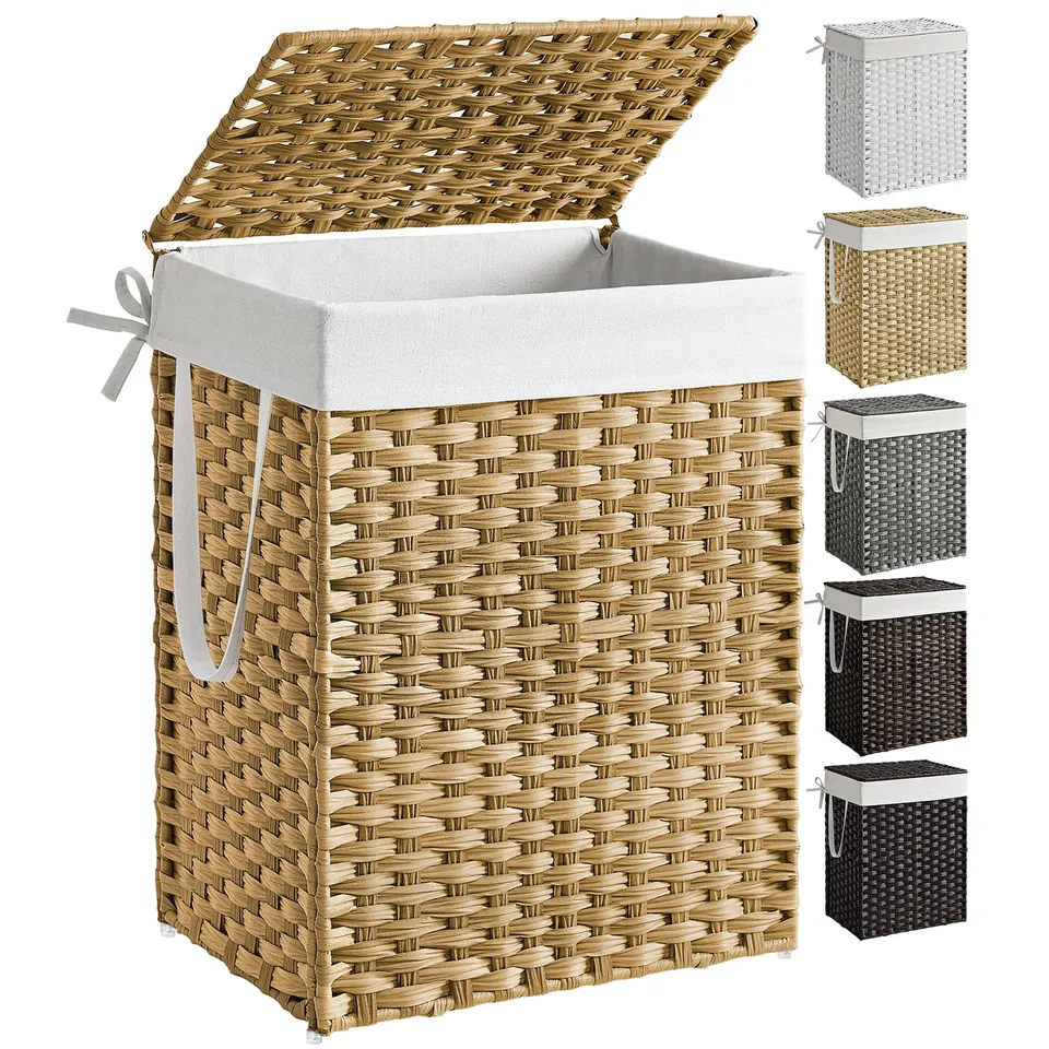 Songmics LCB51NL Cesto Portabiancheria 90L Naturale