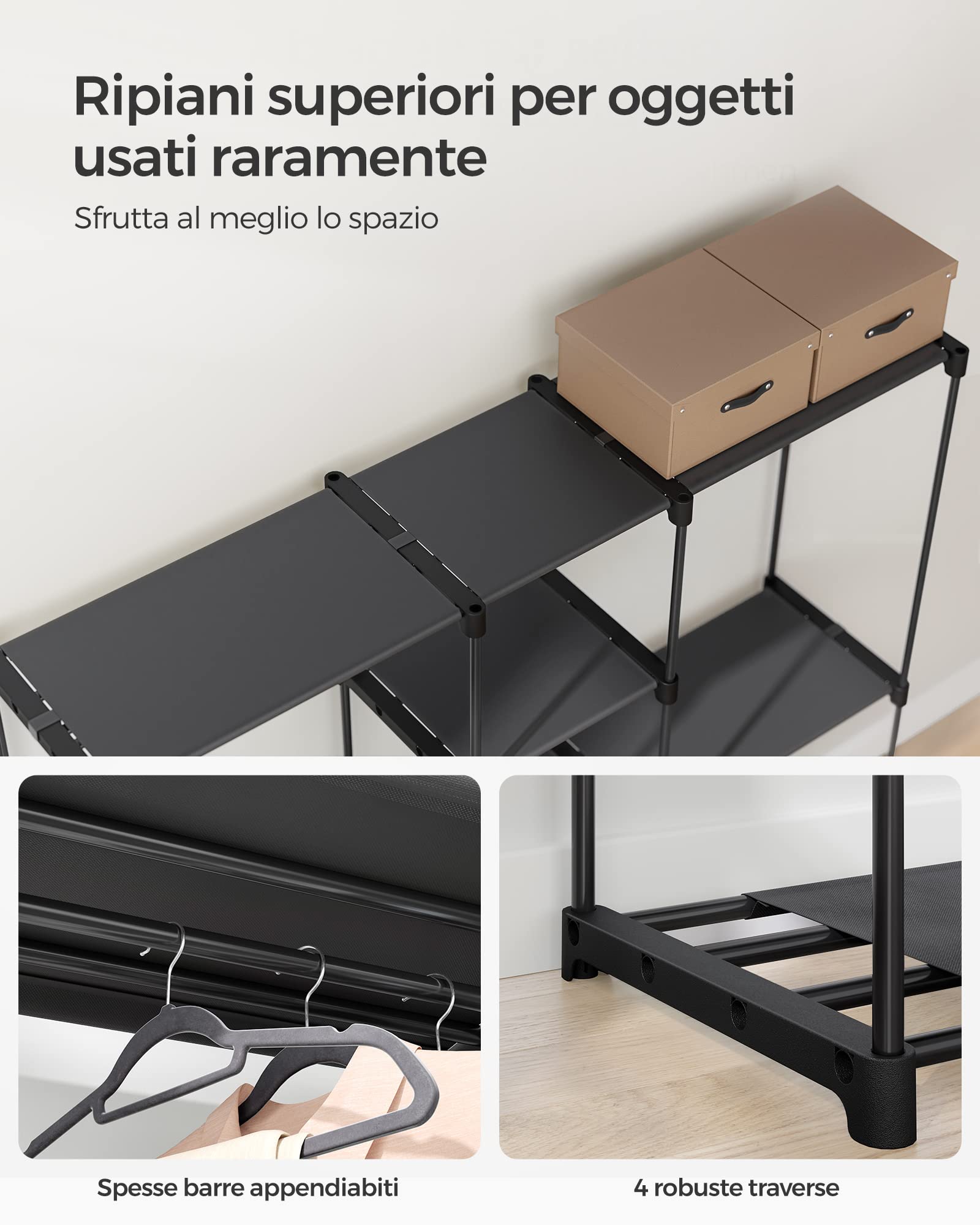 Songmics RYG037B02 armadio tessuto nero inchiostro 182 cm