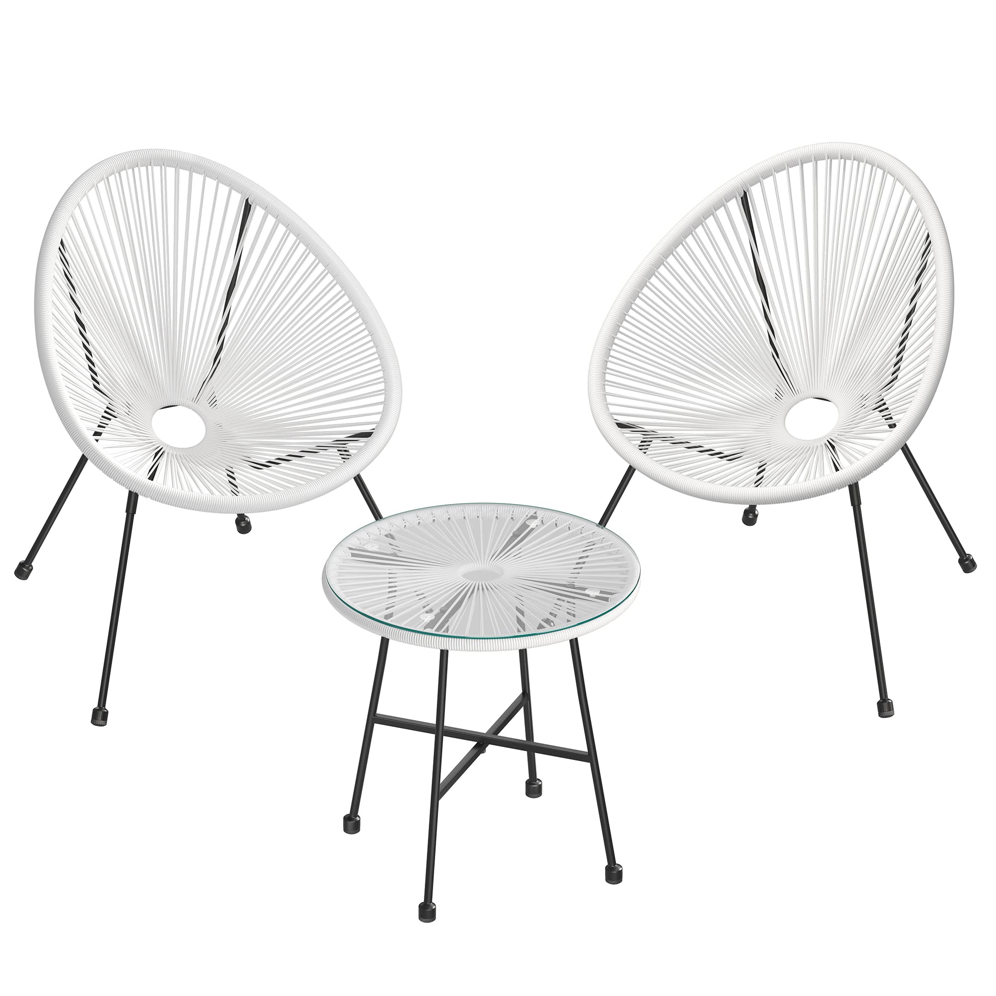 Songmics GGF013W02 Set Giardino Acapulco 3 Pezzi Bianco