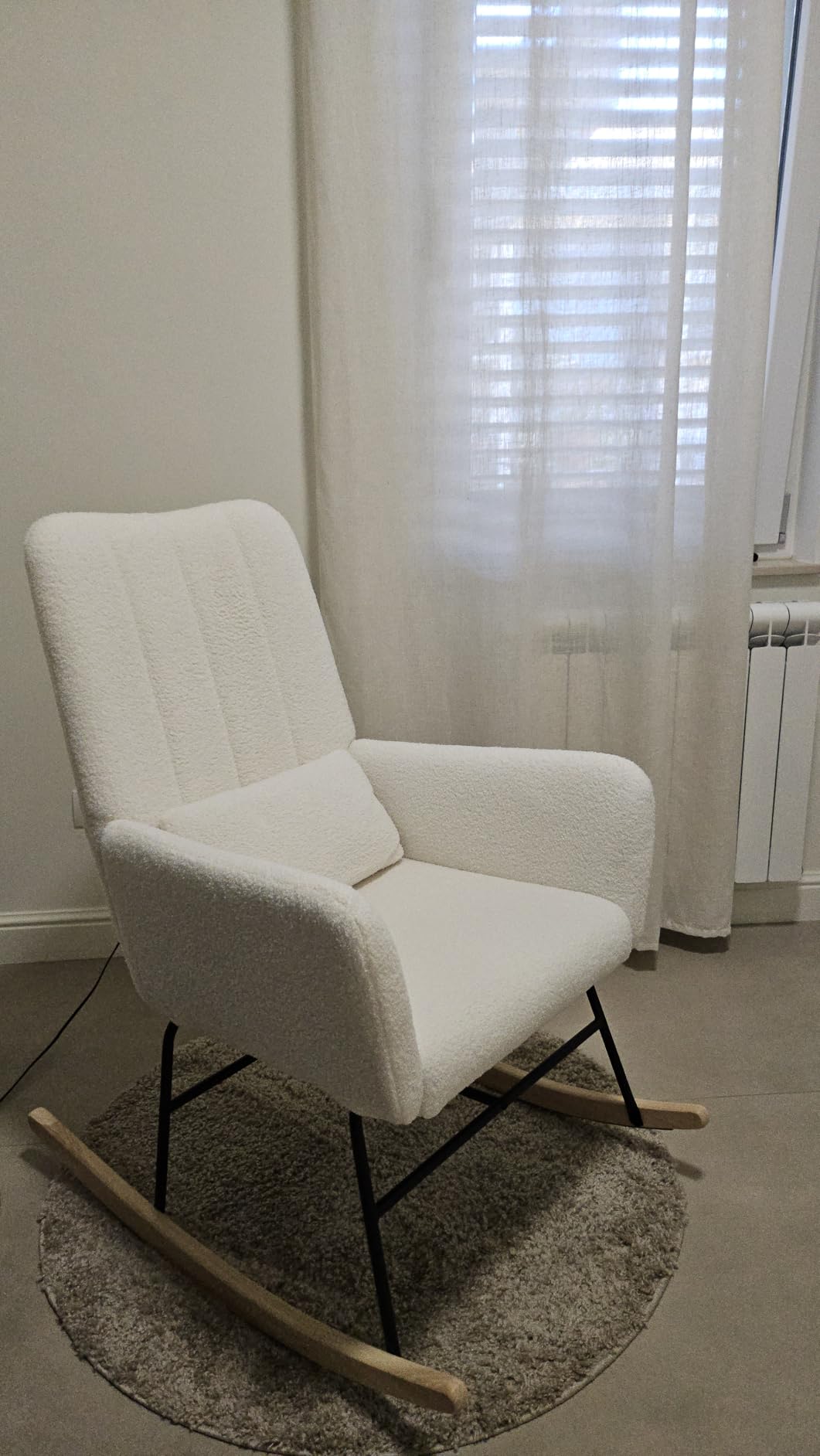 Songmics Home LYY500W01 sedia a dondolo bianco crema peluche