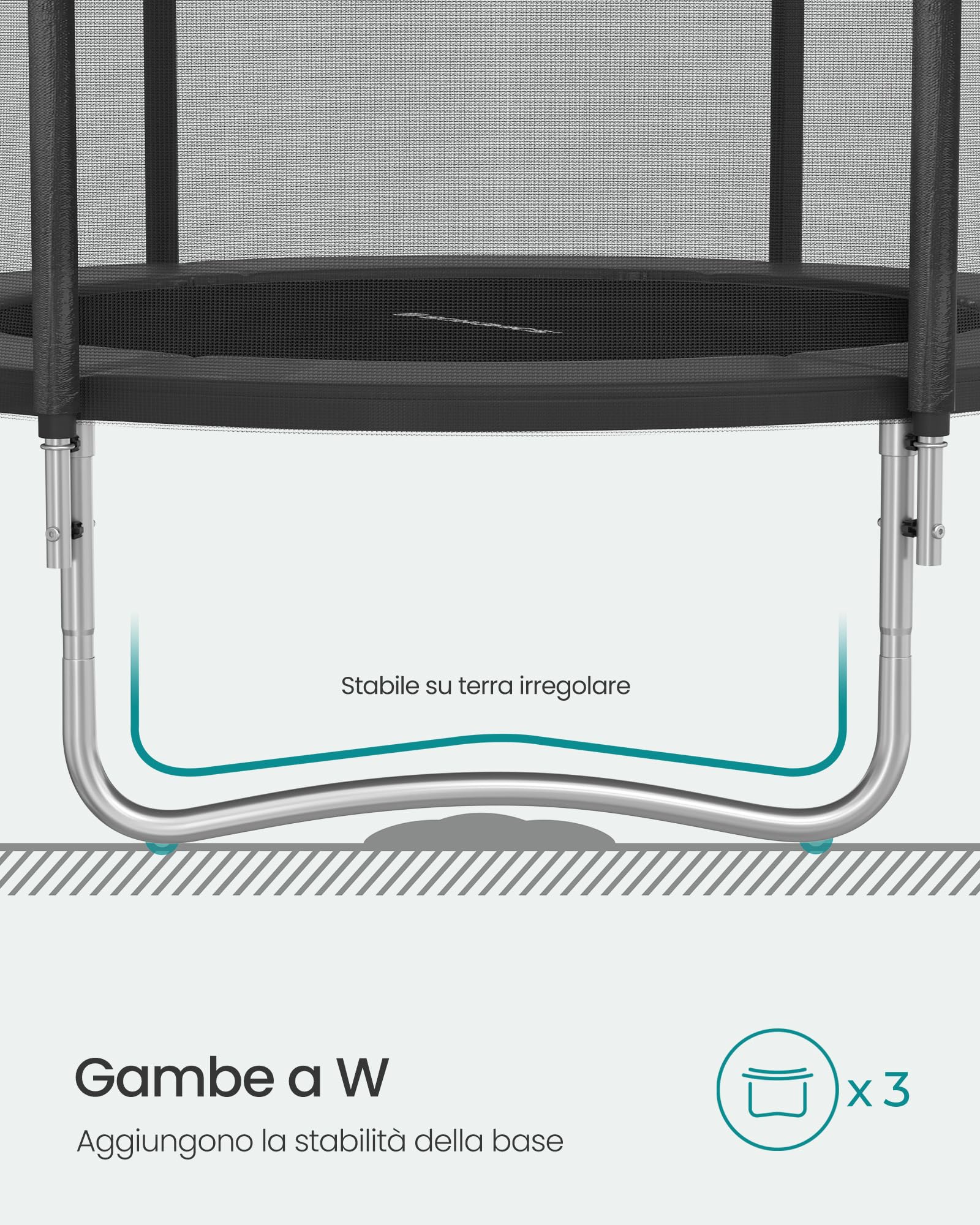 Songmics trampolino esterno bambini 244 cm rete 150 kg
