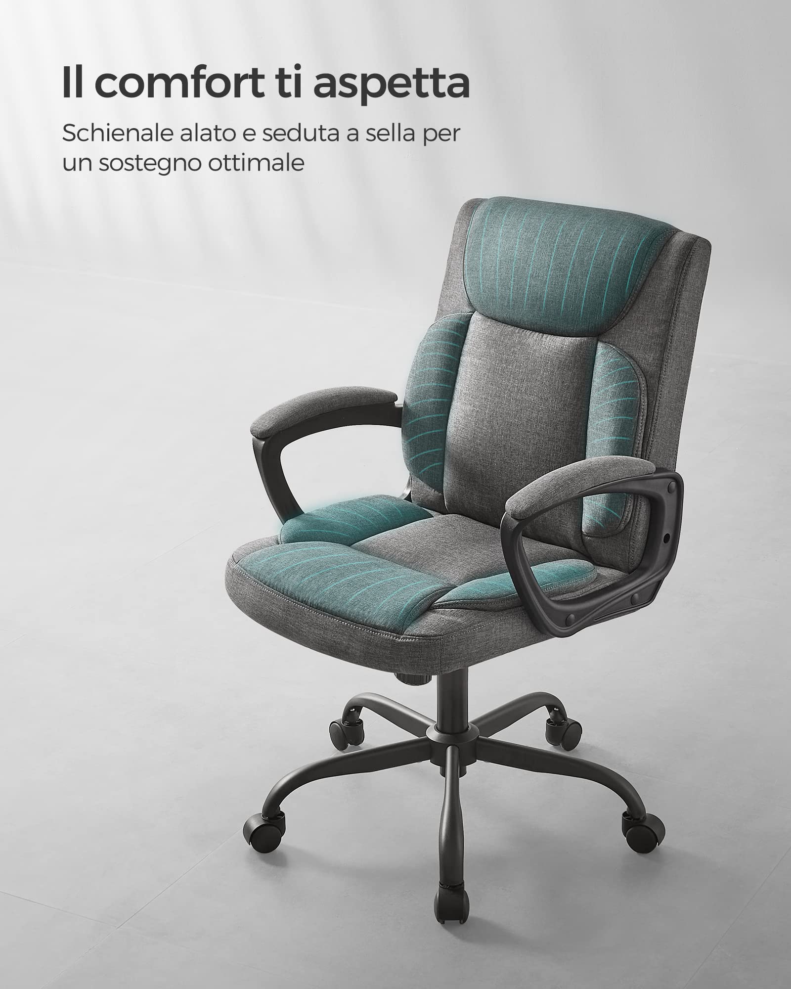 Songmics OBG040G01 sedia ufficio grigia altezza regolabile