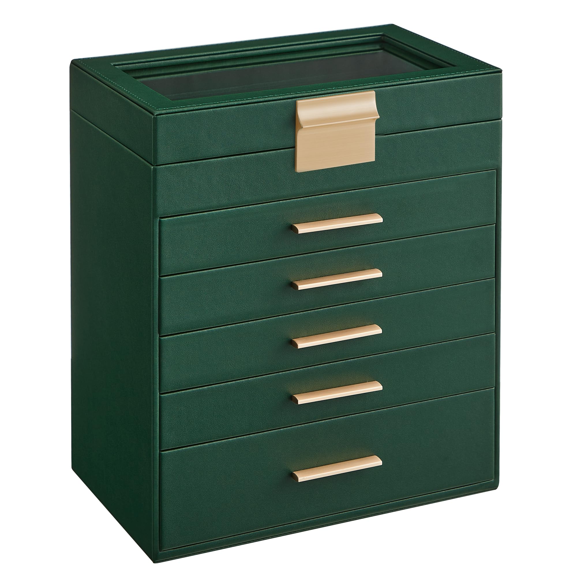 Songmics JBC171C01 portagioie 6 livelli verde con vetro