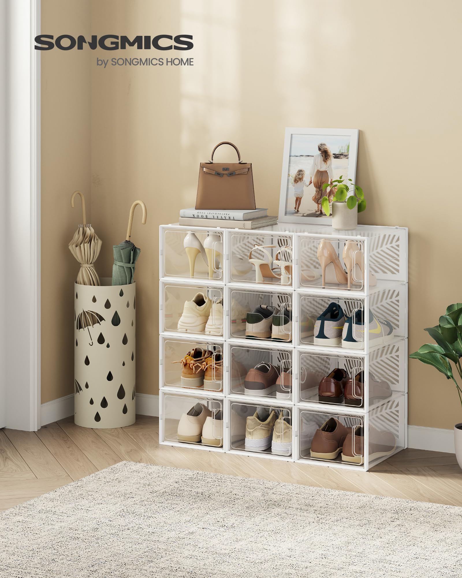 Songmics scatole scarpe trasparenti 12 pezzi fino al 46