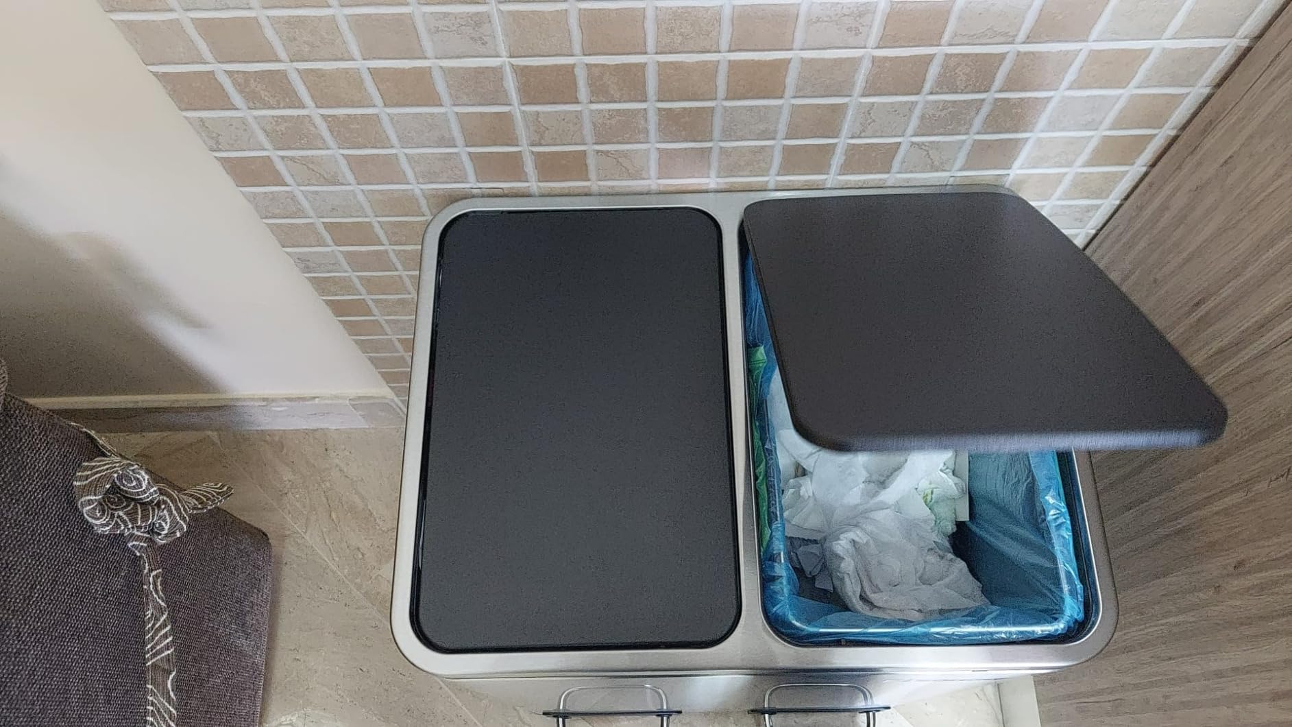 Songmics LTB30H pattumiera doppia 2x15L argento-nero pedale