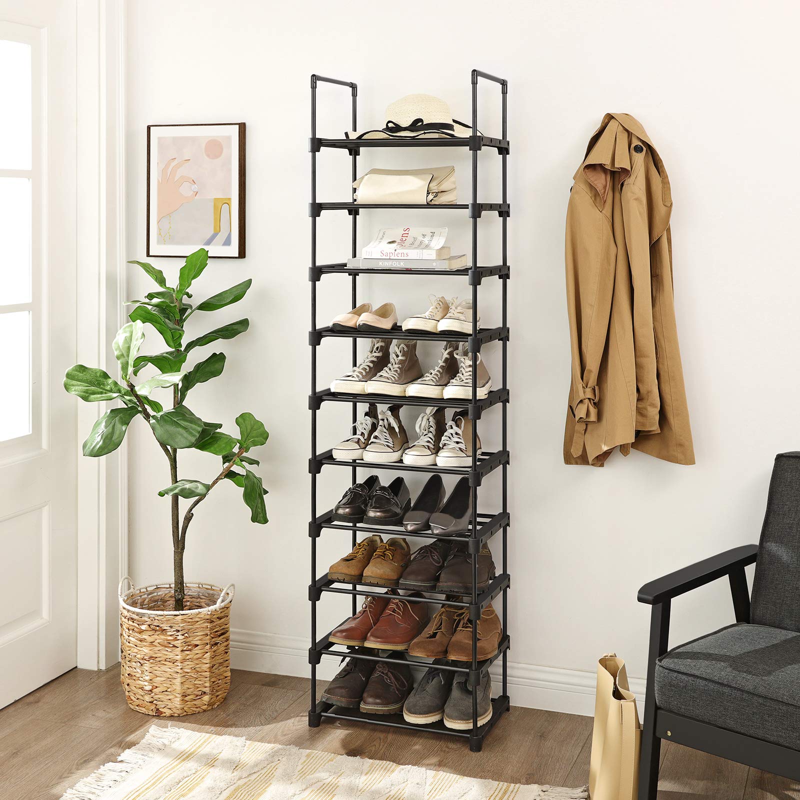 Songmics Scarpiera 10 Ripiani 45x30x174 cm Set da 2 Metallo