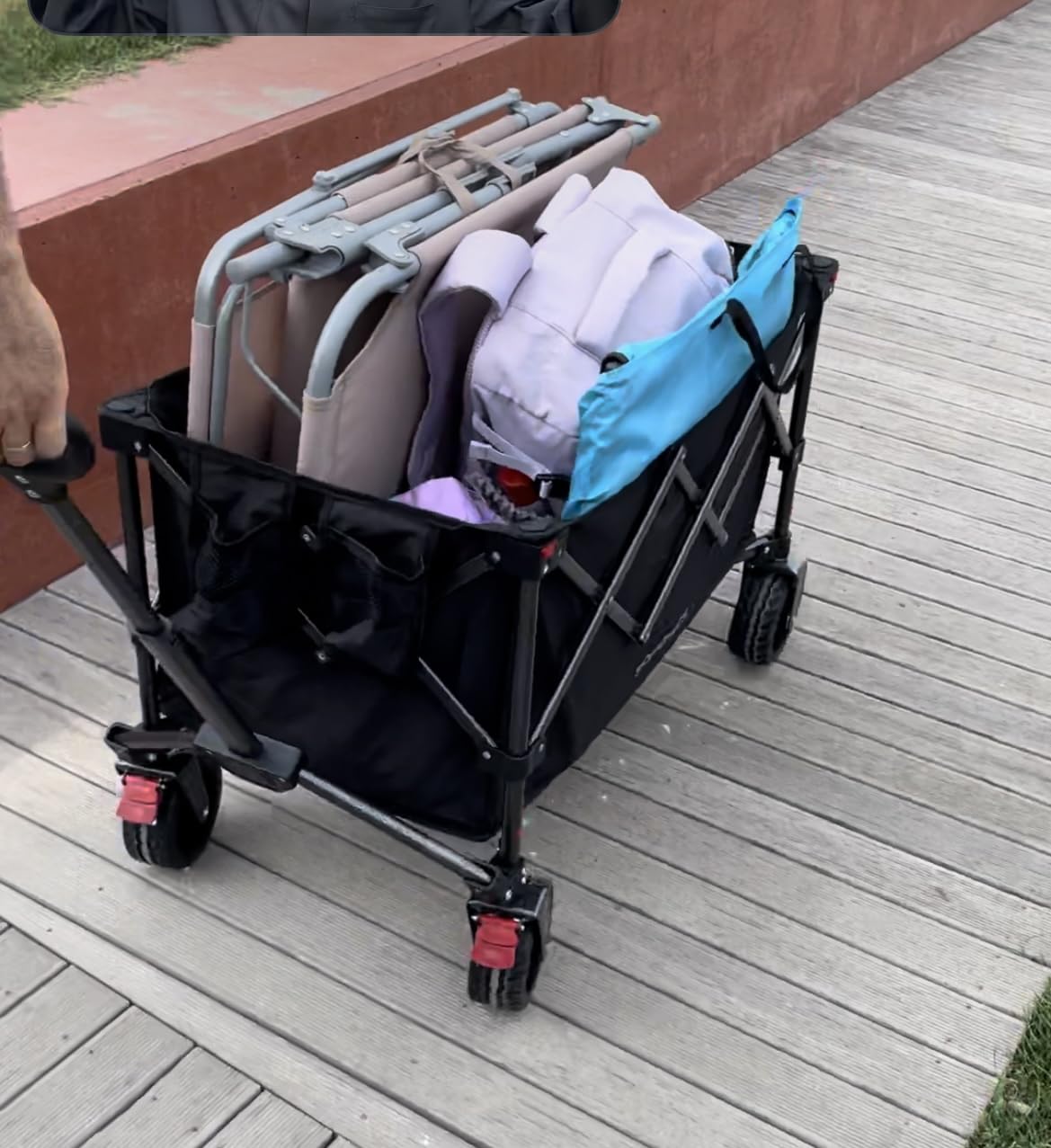 Songmics GFW115B01 carrello spiaggia pieghevole nero 150L 150 kg