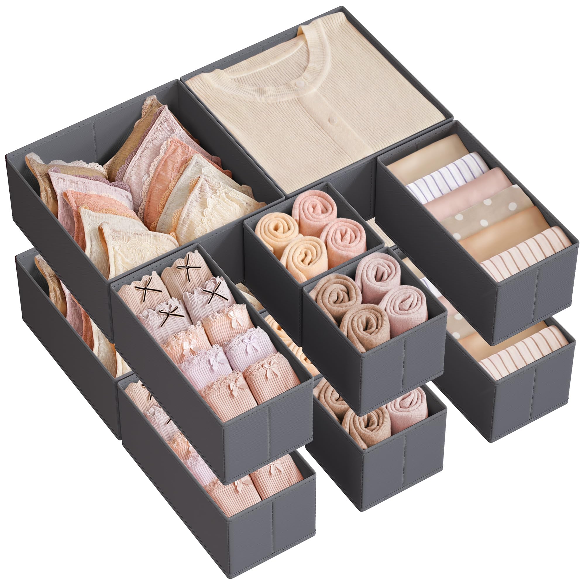 Songmics RDZ06G Divisore Cassetti Set 6 Grigio Ardesia