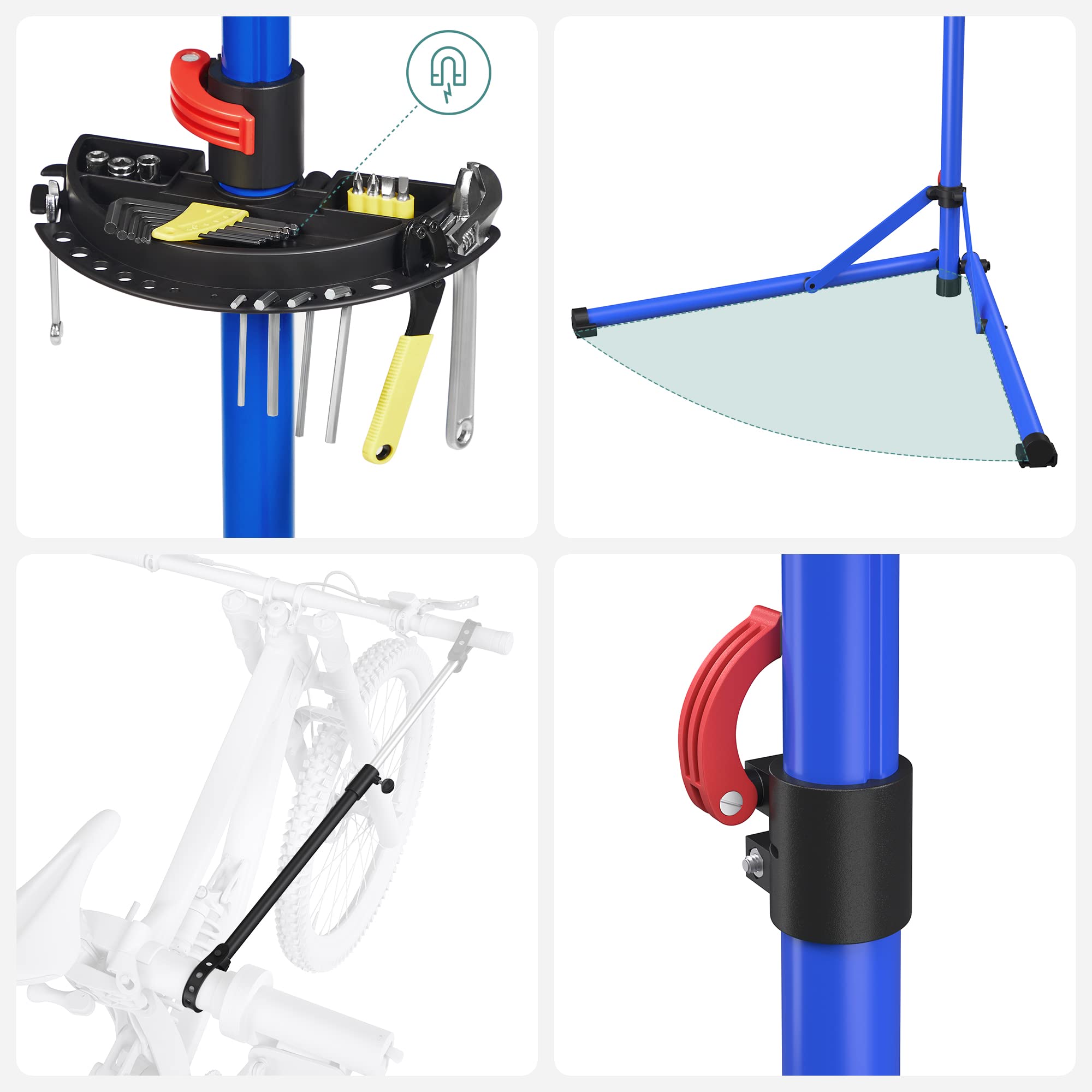 Songmics SBR007Q01 cavalletto bici blu con morsetto girevole