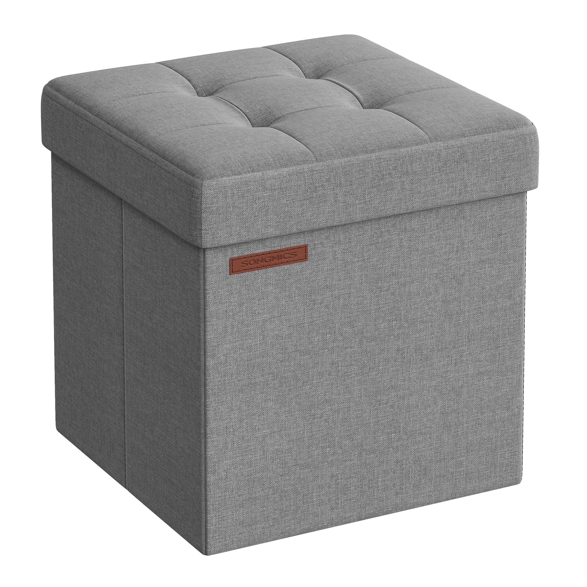 Songmics LSF027K01 pouf contenitore 38 cm marrone cammello pieghevole