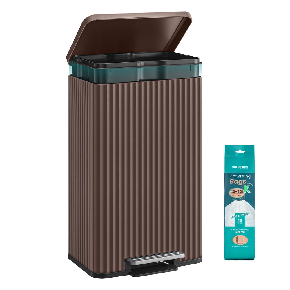Songmics ULTB586WZ01 Pattumiera Acciaio 50 L Bianco Pedale