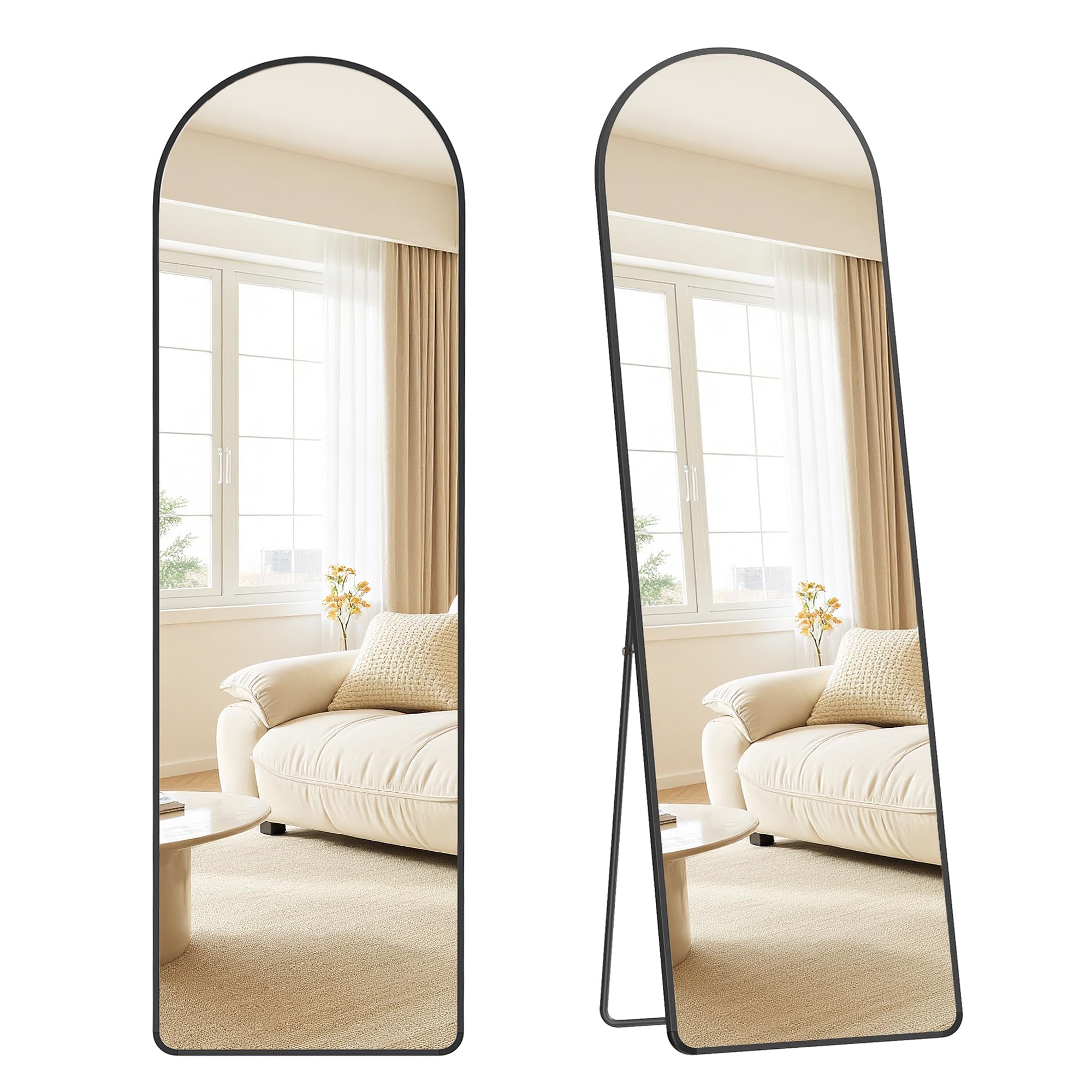 Songmics LFM051BD01 Specchio Intero Arco 160x50 Nero Vetro