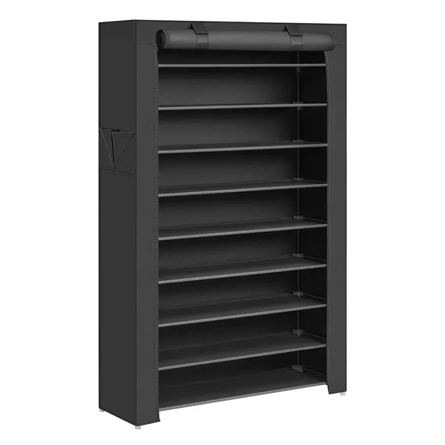 Songmics RXJ36HV1 Scarpiera 10 Ripiani Nera Tessuto Salvaspazio