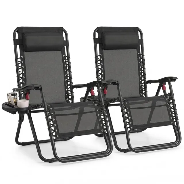 Songmics GLB032BZ02 sdraio pieghevole set 2 nero 110 kg