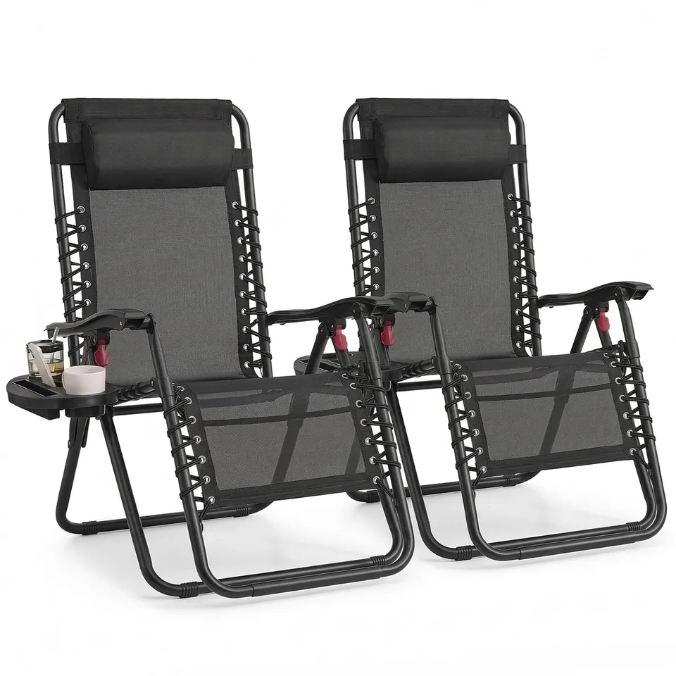 Songmics GLB032BZ02 sdraio pieghevole set 2 nero 110 kg